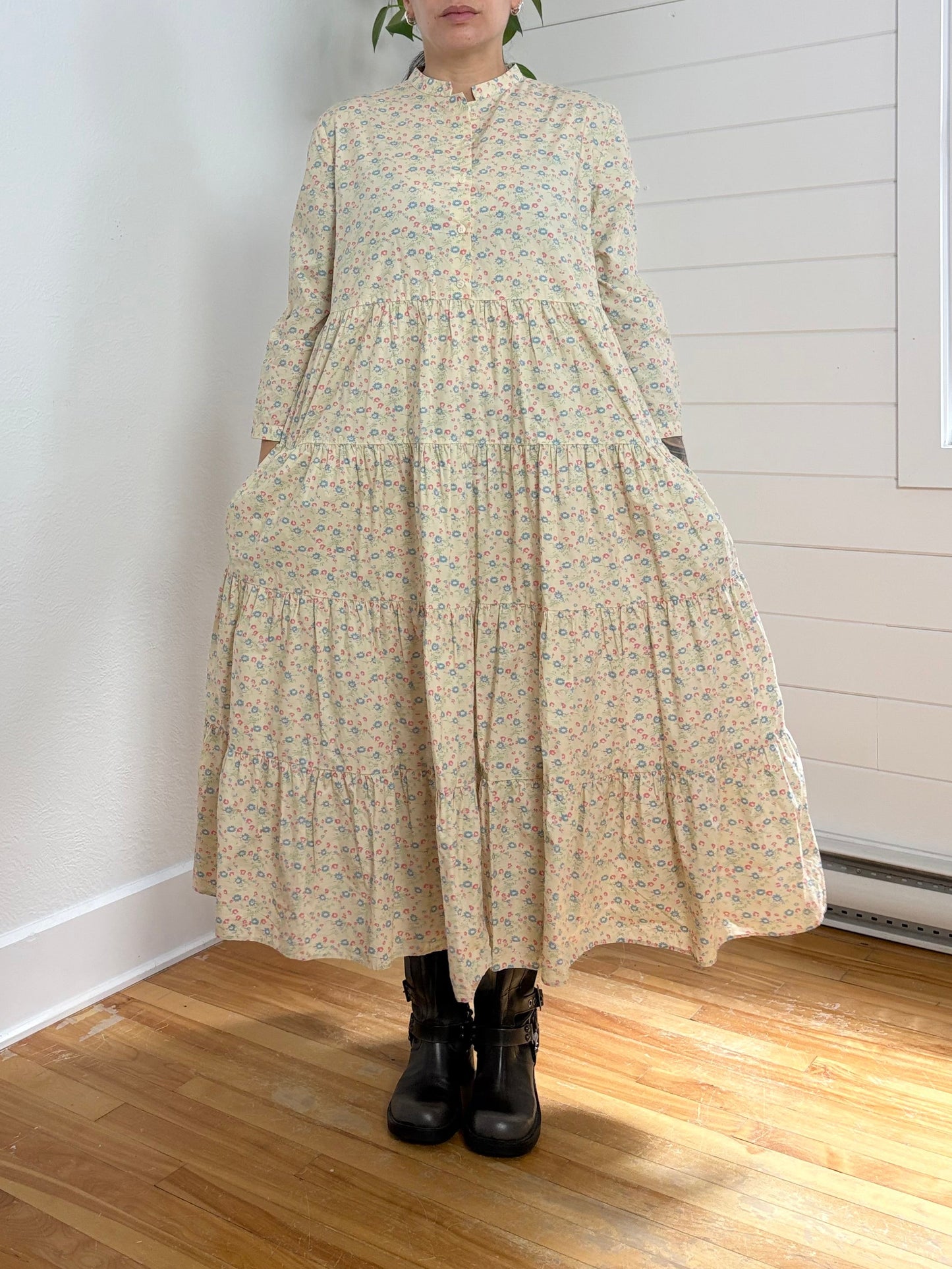 Robe longue en popeline de coton Aspesi à petites fleurs Taille M