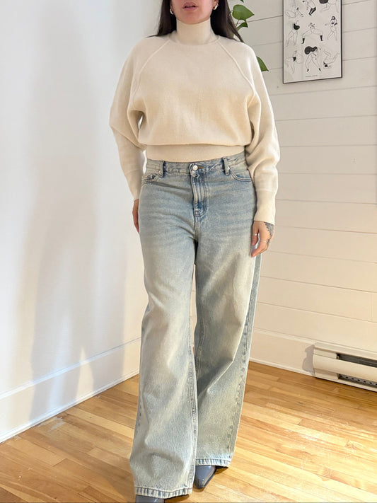 COS boiled wool funnel neck sweater Small