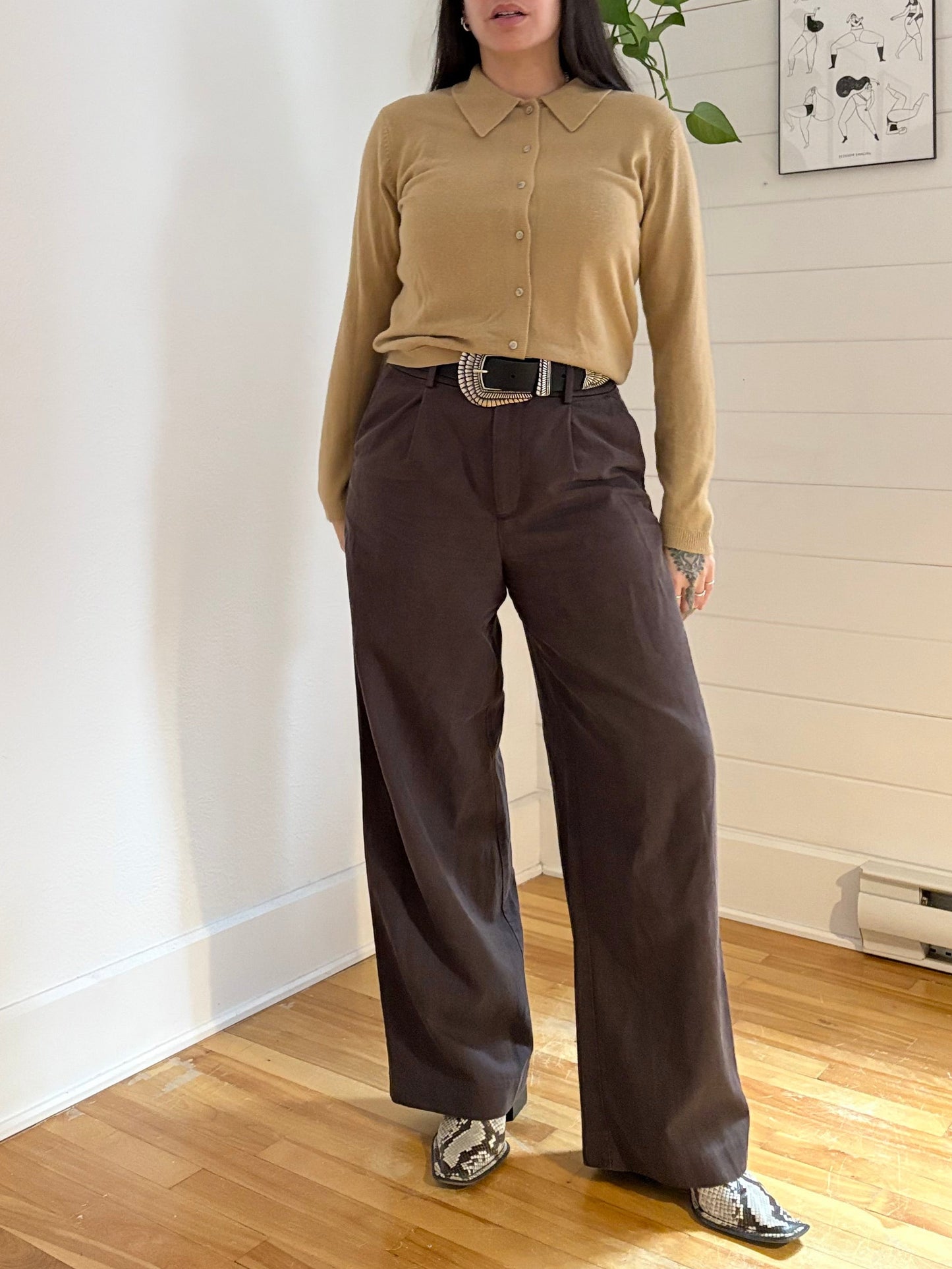 Vintage knit collared cardigan M/L