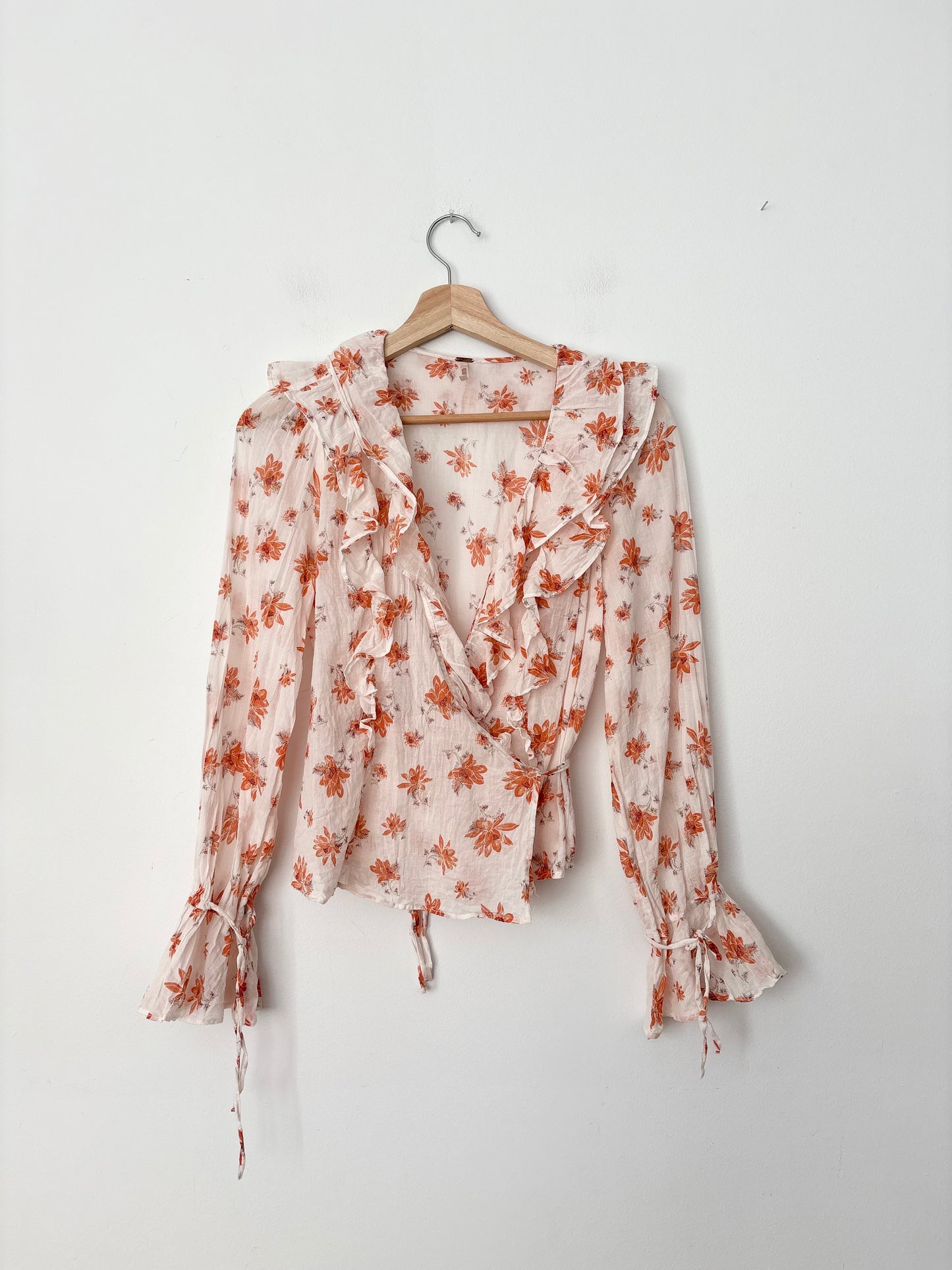Free People amanda floral wrap blouse XS