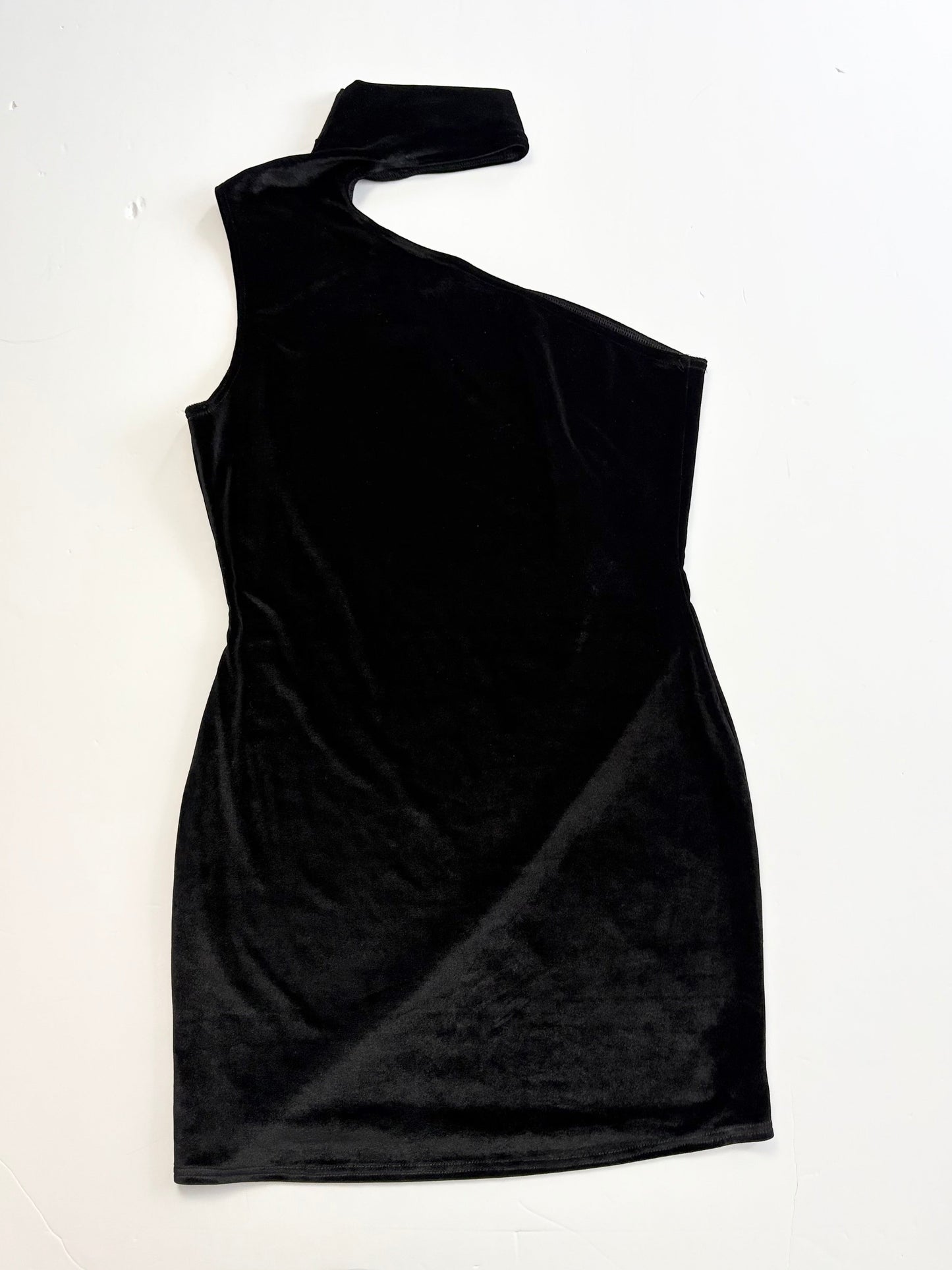 Robe Gina en velours asymétrique à une épaule, taille L/XL