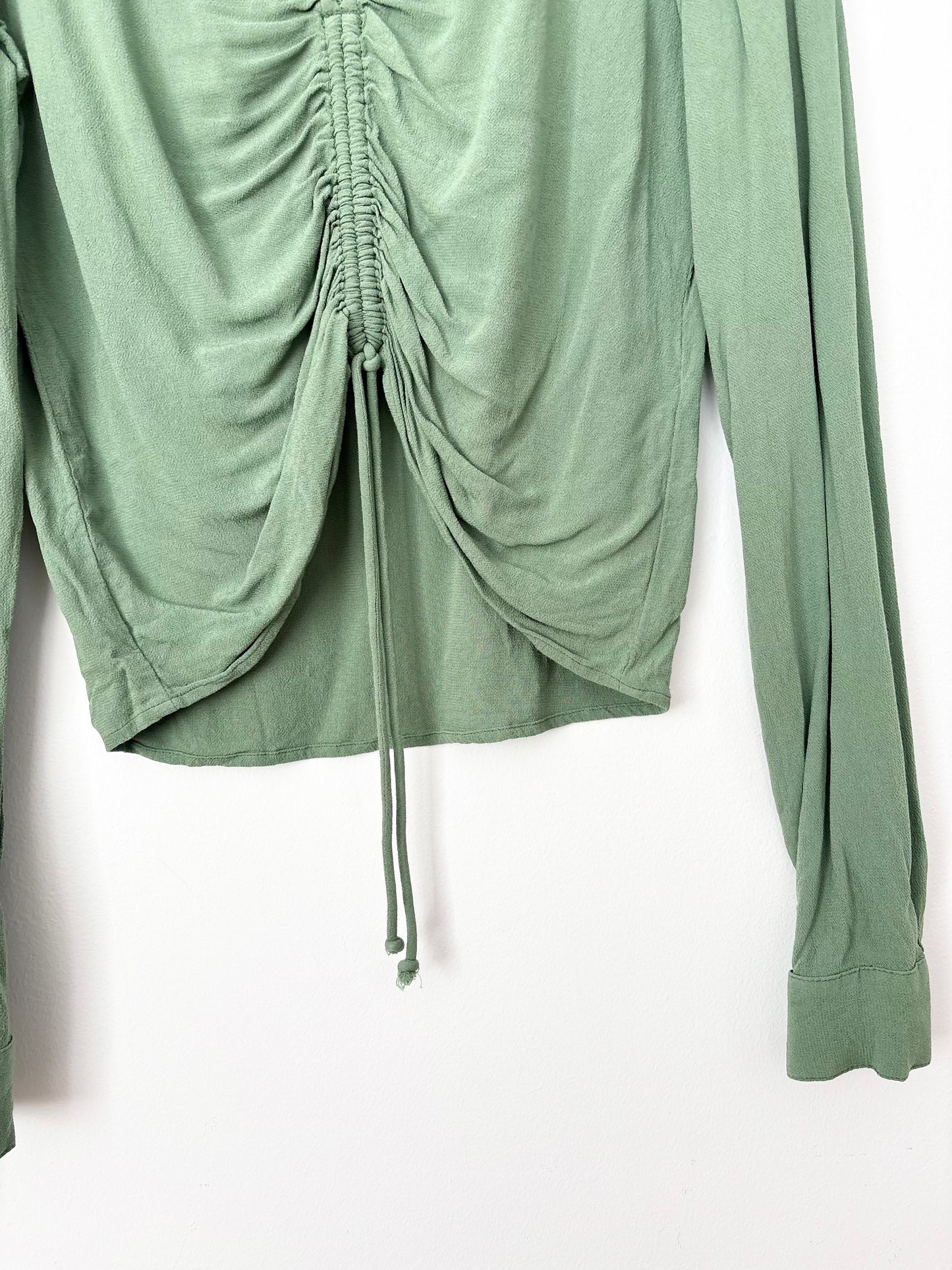 Oak + Fort ruched collared blouse XS