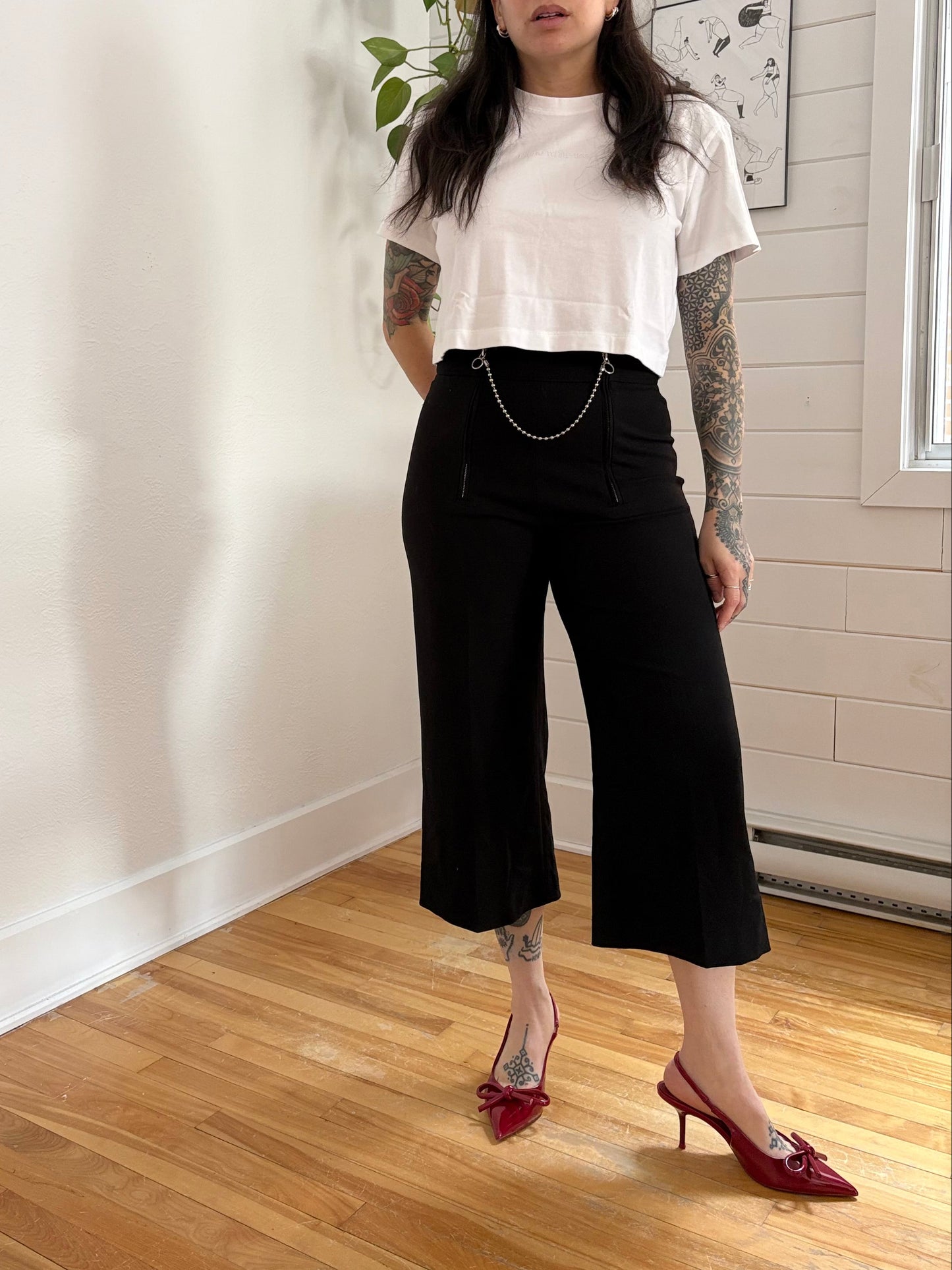 Acne Studios zip chain crop wide leg culottes W27