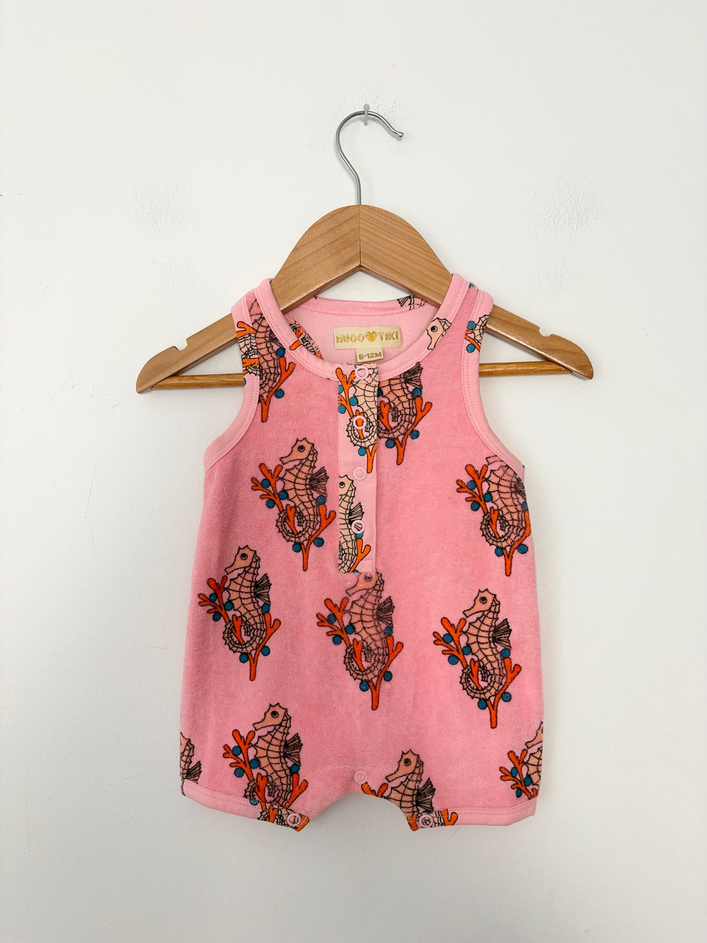 Hugo loves tiki toweling romper 6-12 months