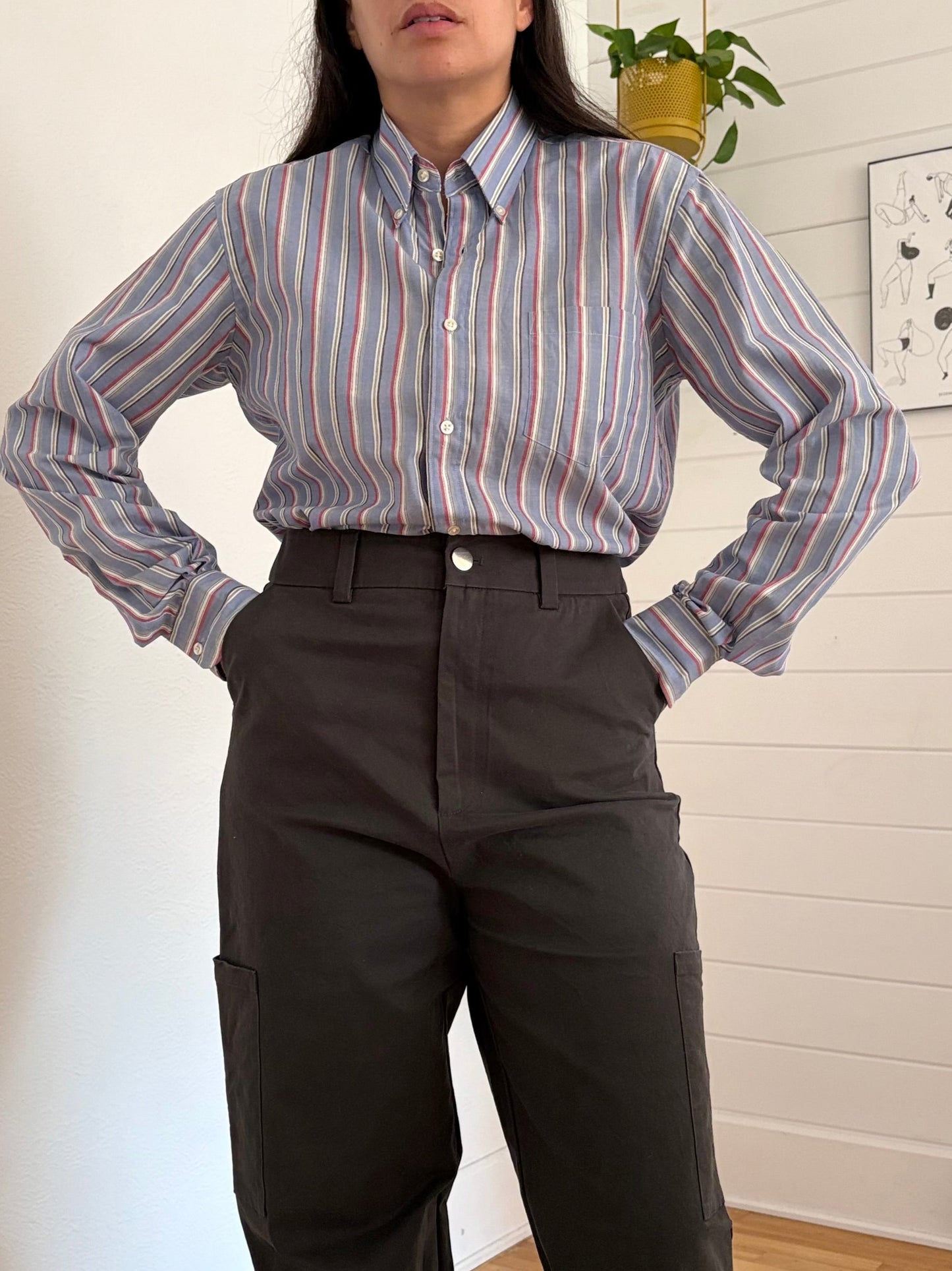 Vintage Yves St-Laurent stripe button up shirt S-L