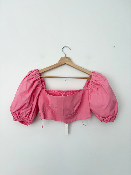 Susana Monaco poplin puff sleeve crop top Small
