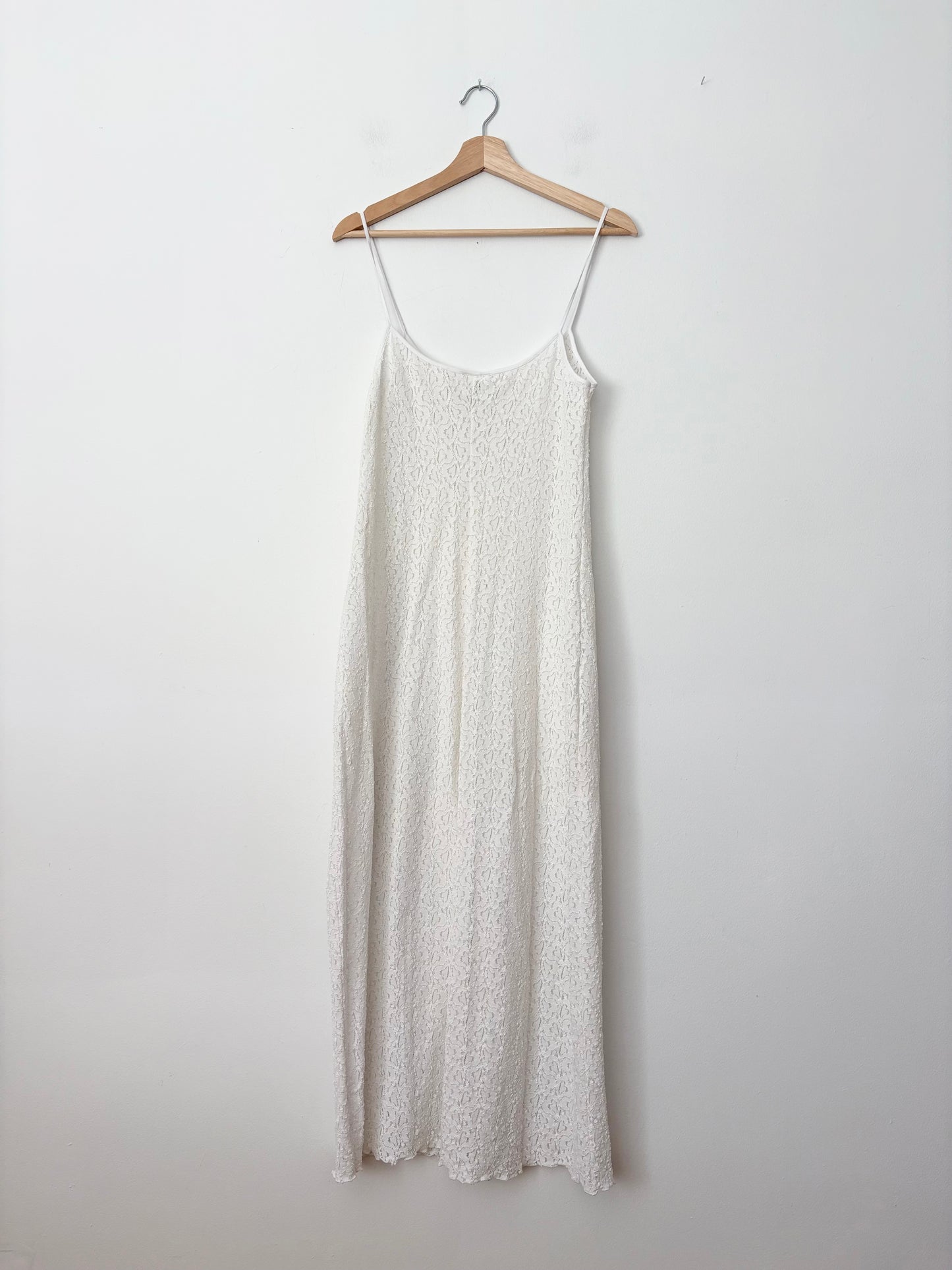 Vintage semi sheer full lace midi dress Large