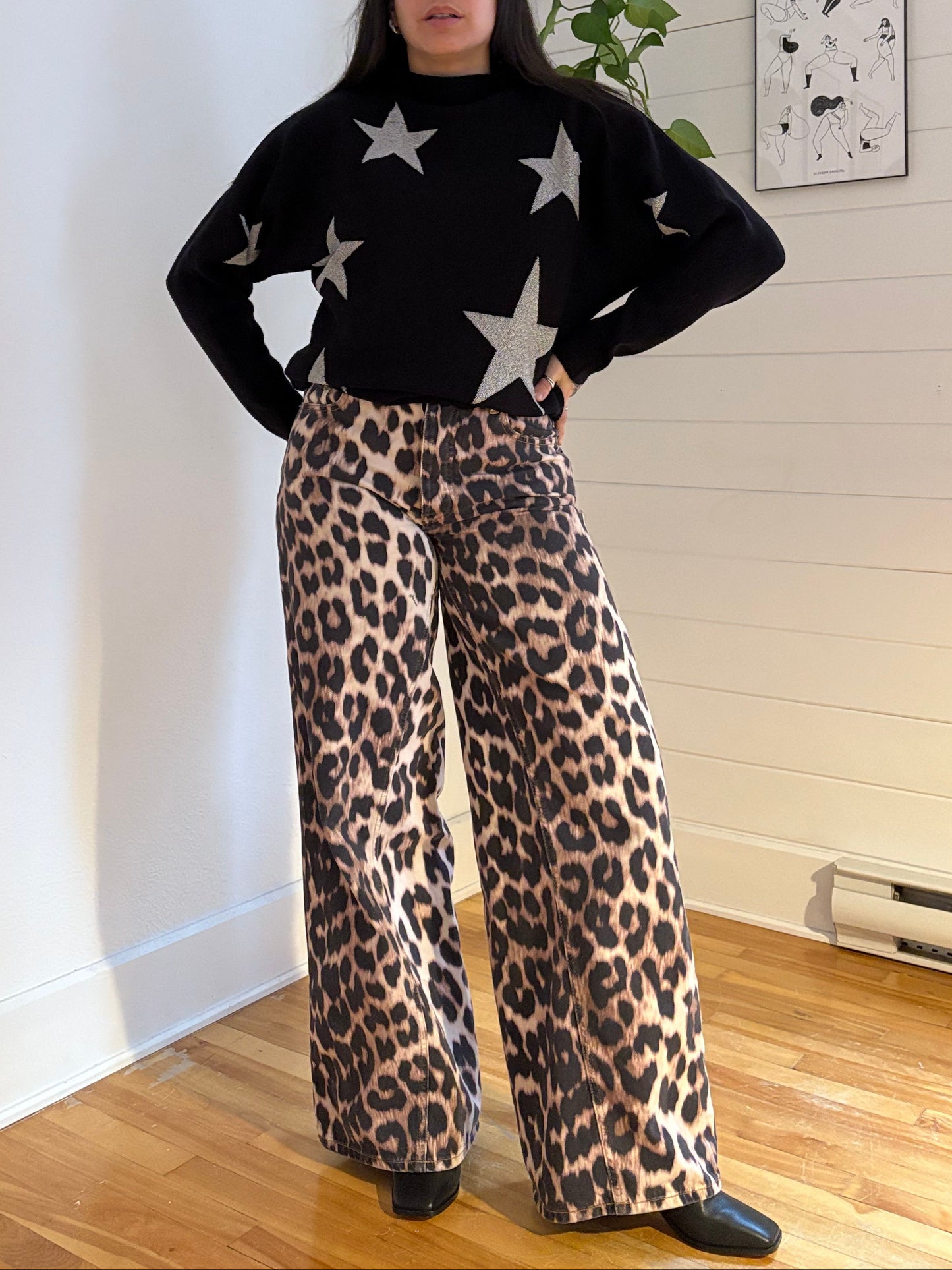 Pull Sioni à col roulé imprimé étoiles, taille M