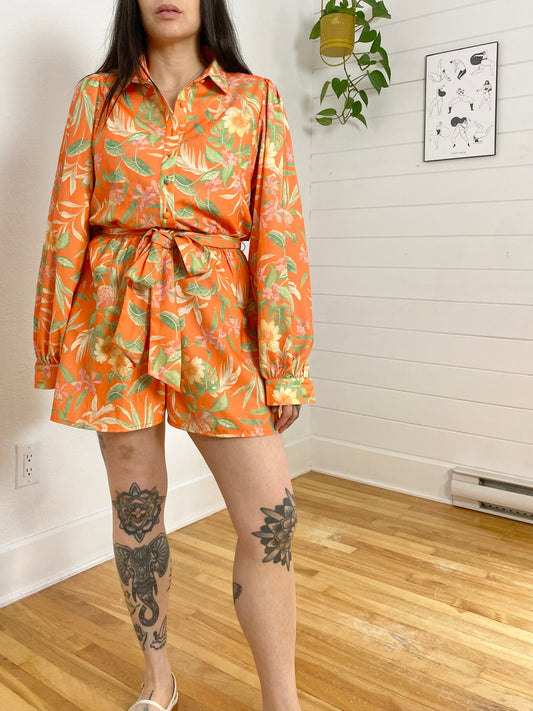 Combinaison orange fleurie Lovecolette Medium