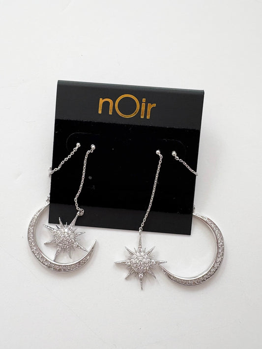 Noir NYC Star & Moon double swinger earrings