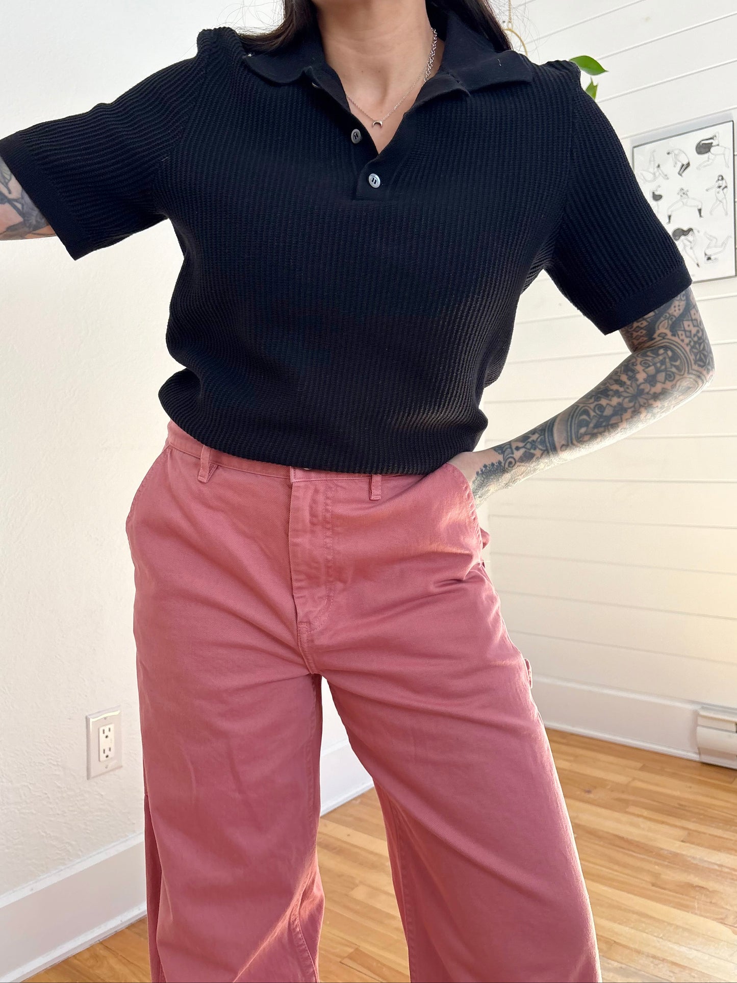 COS textured knitted cotton polo shirt