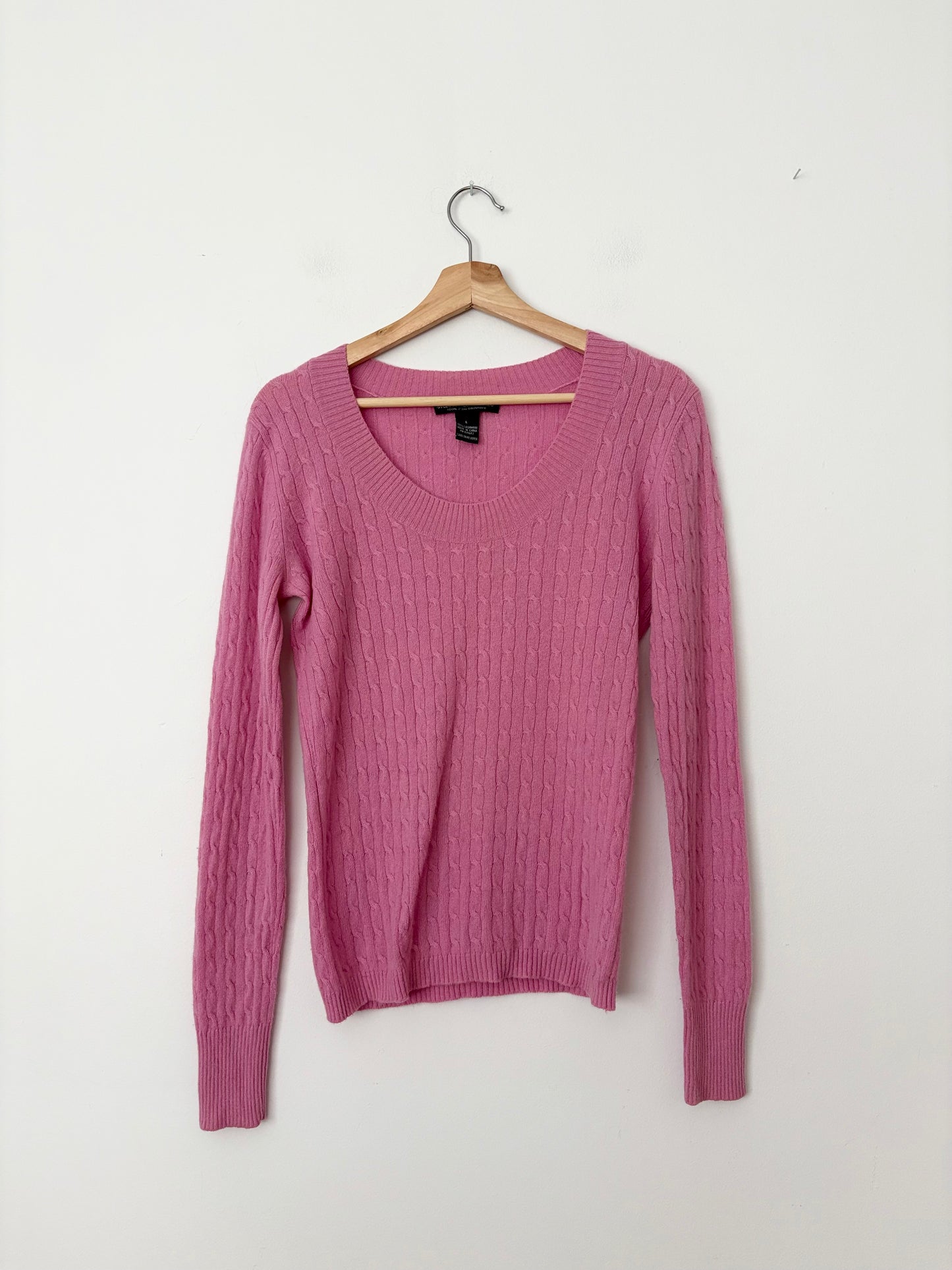 Marina Luna pink cable knit cashmere sweater Large