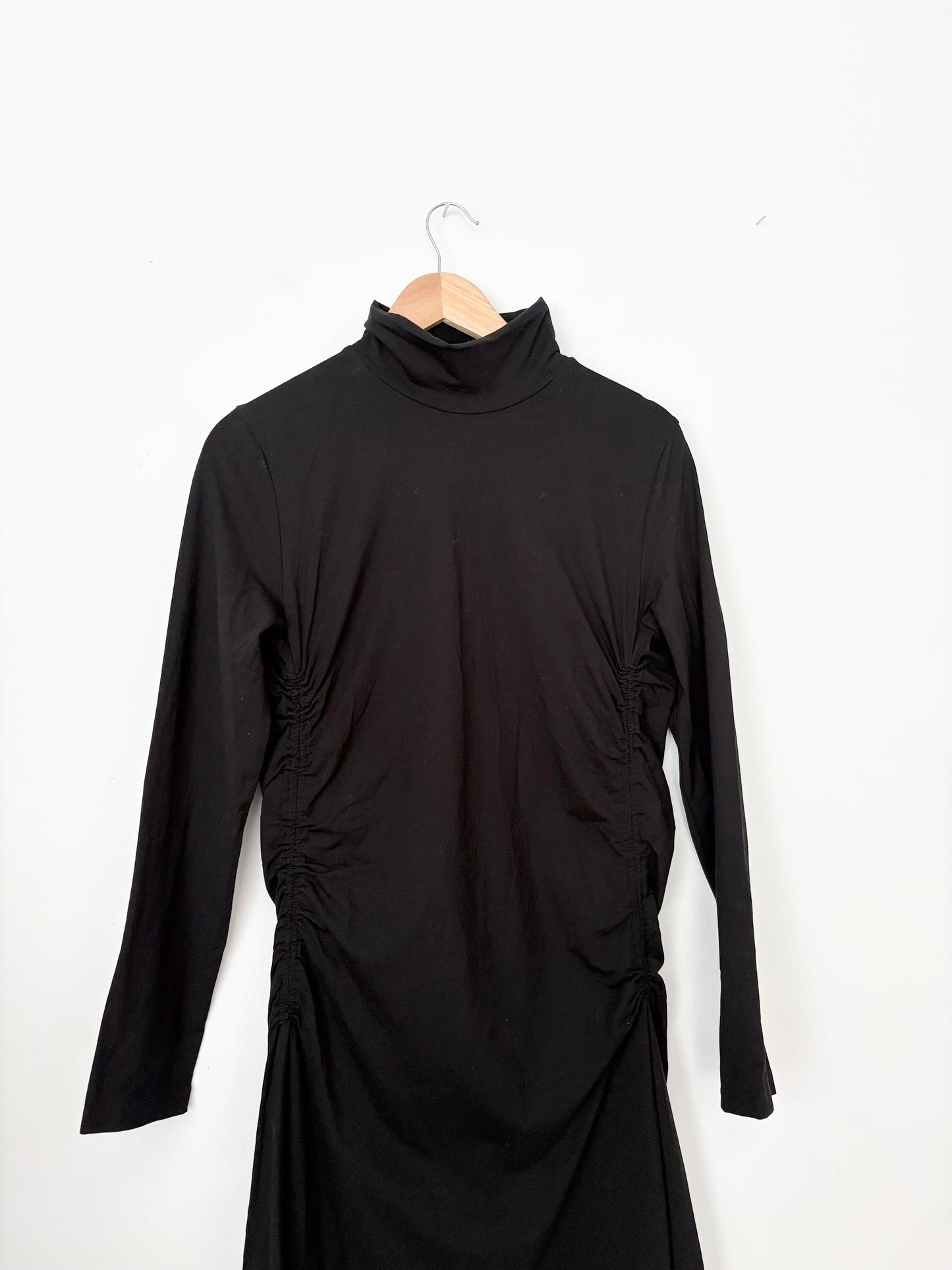 Robe midi froncée à col montant COS, taille L