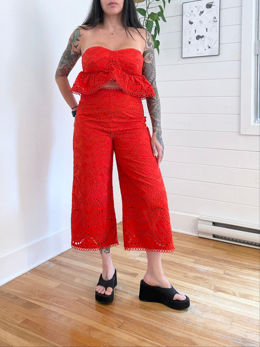 Topshop strapless eyelet jumpsuit S/M
