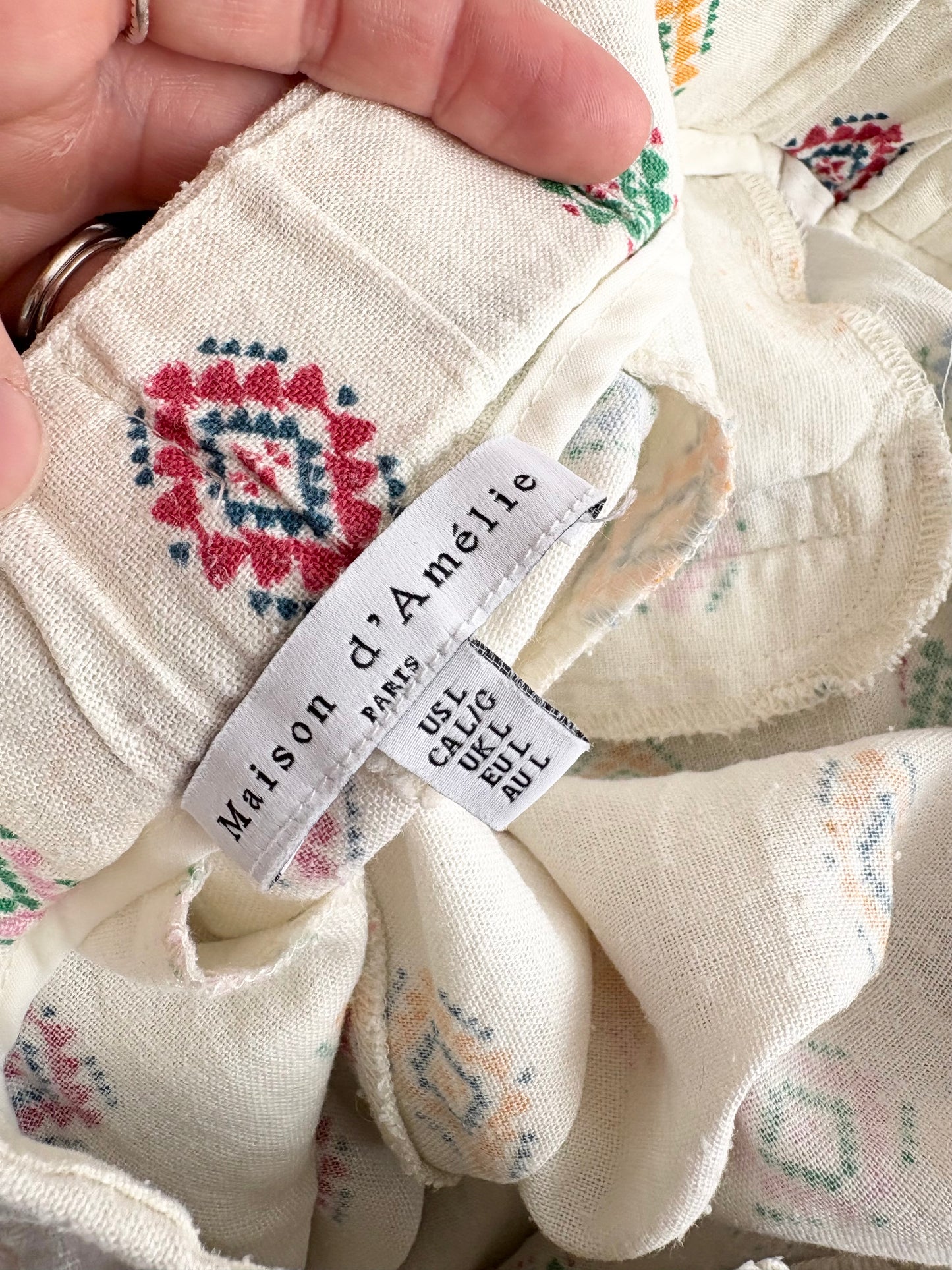 Maison d'Amélie linen blend printed trousers Large