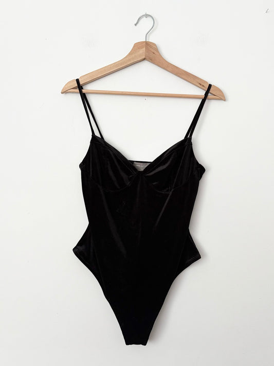 Urban Outfitters black velvet thong bodysuit Medium