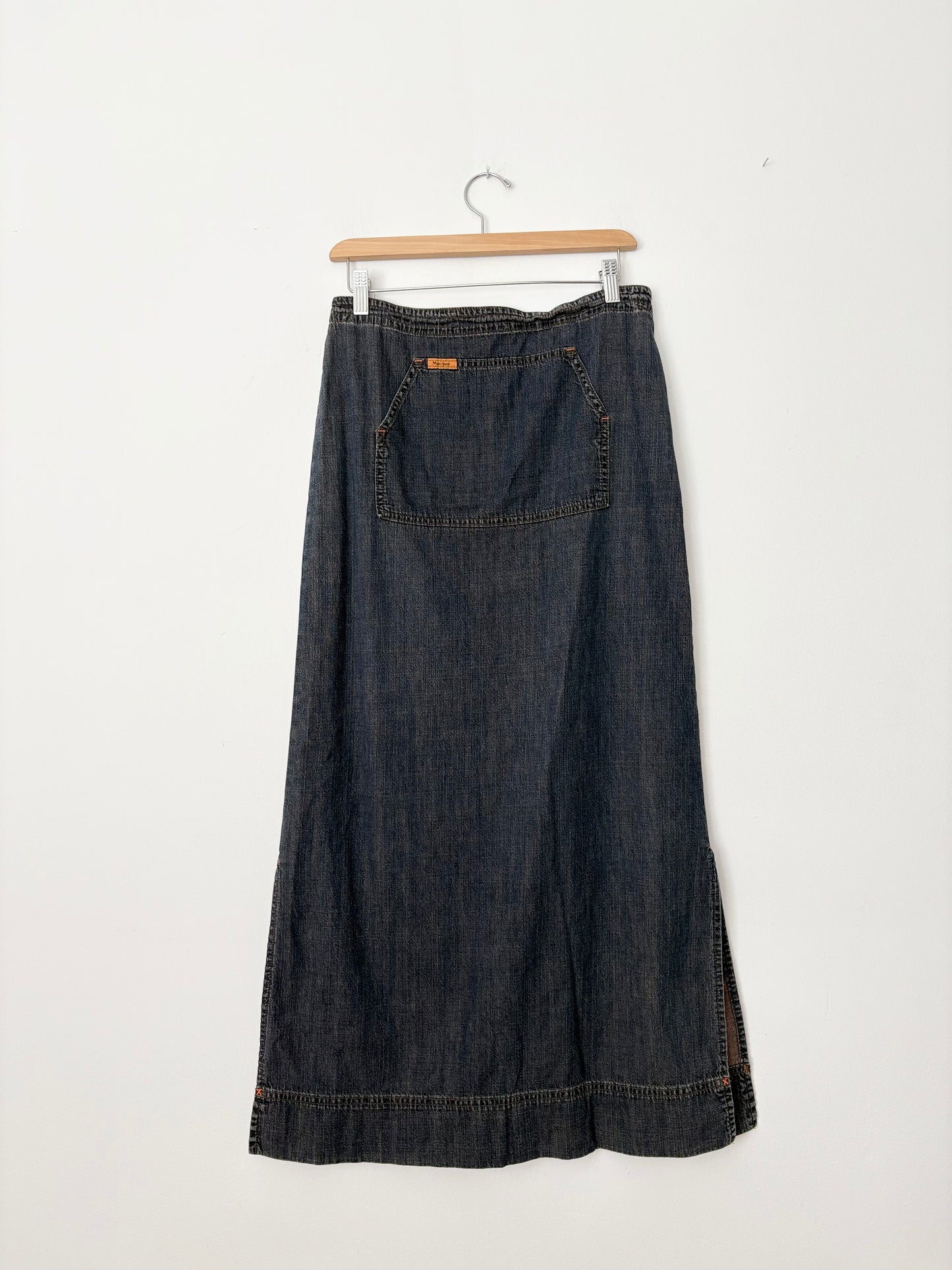 Jupe longue vintage en jean bleu mandy, taille M