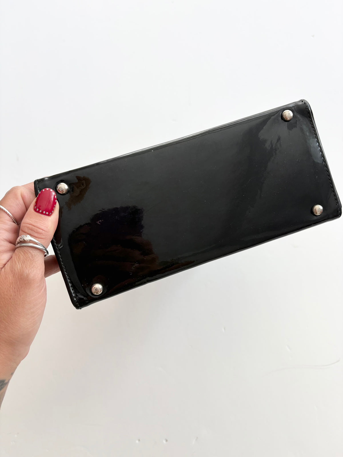 Vintage patent leather structured handbag