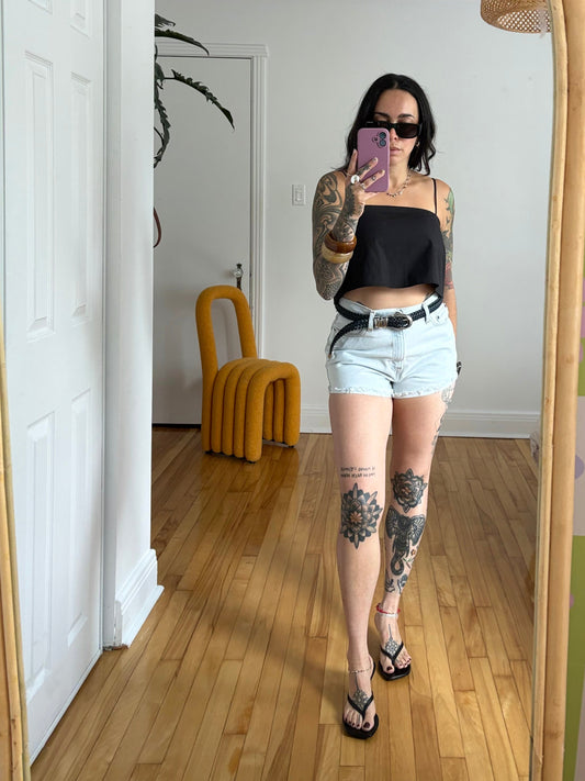 Vintage light wash levis cutoffs W28