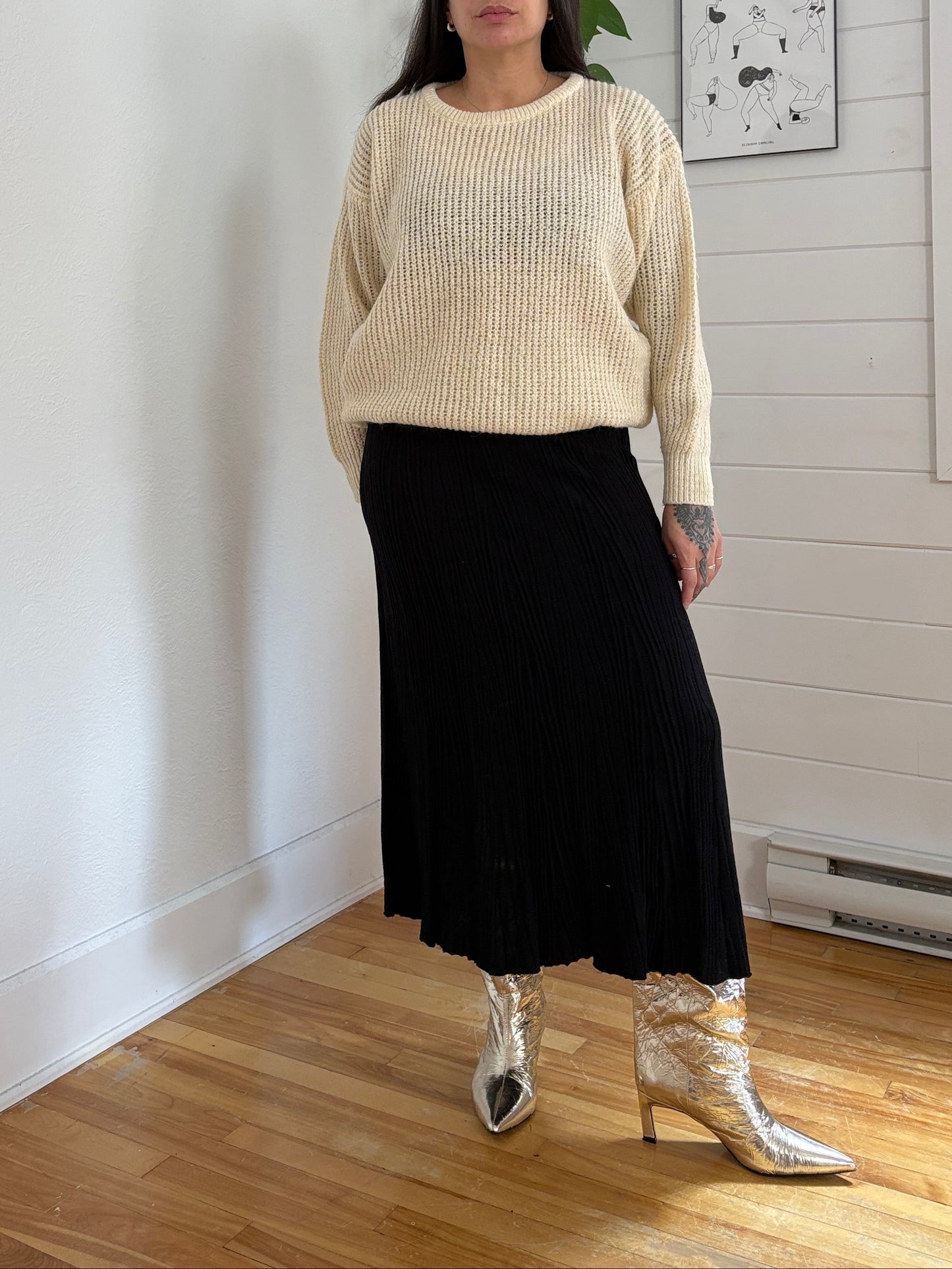 Pull vintage Esprit en maille métallisée mélangée mohair, taille S