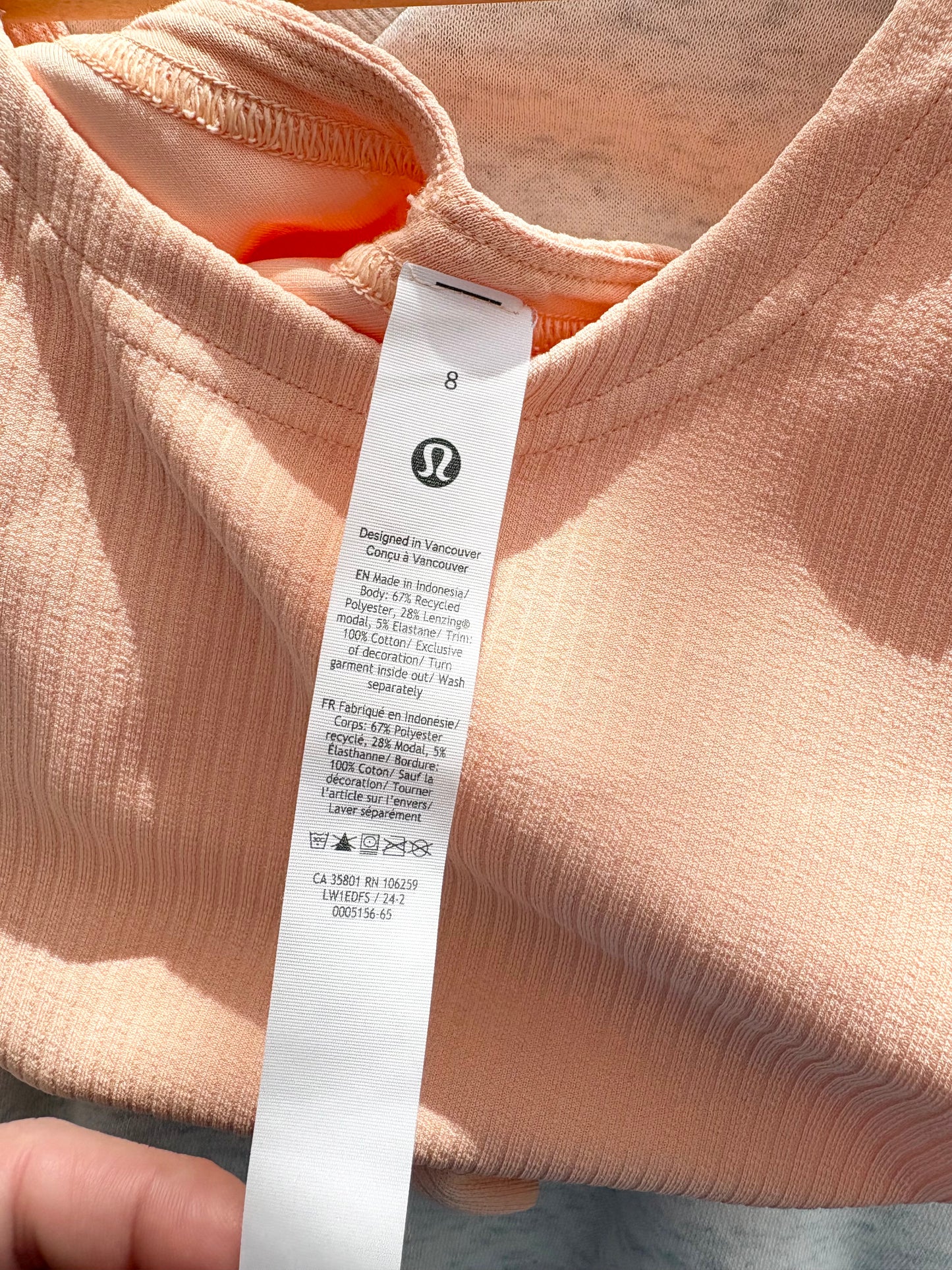 Lululemon ribbed softstreme crop tank Medium