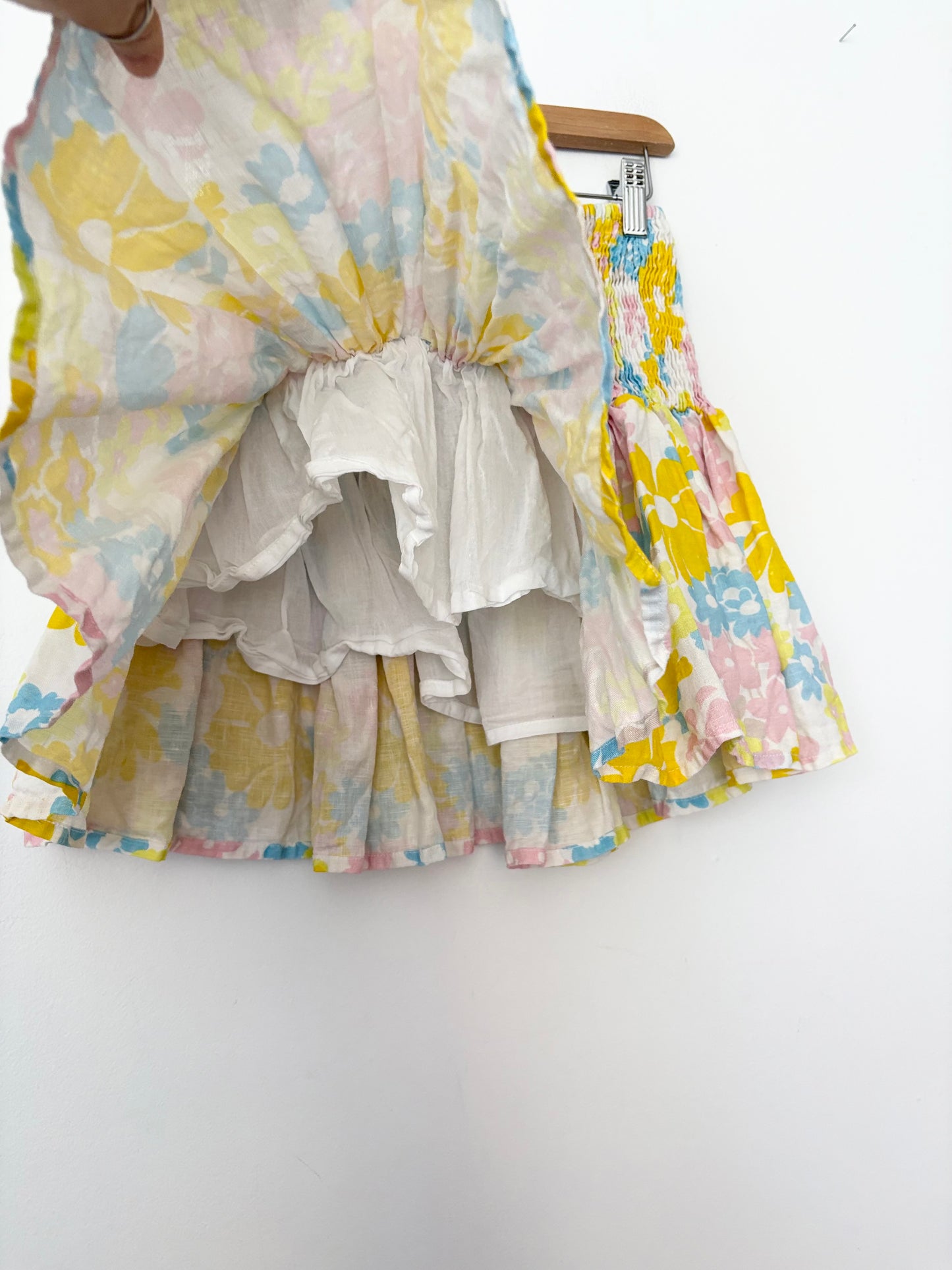 Place Nationale linen foral smocked skirt S/M