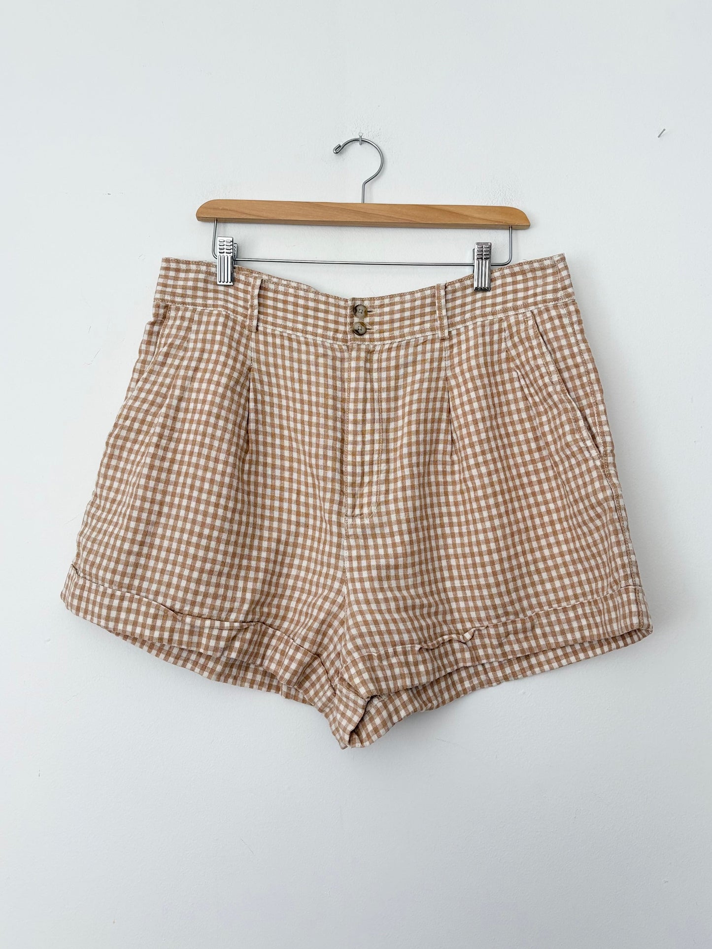 Short plissé en lin à carreaux Madewell W32