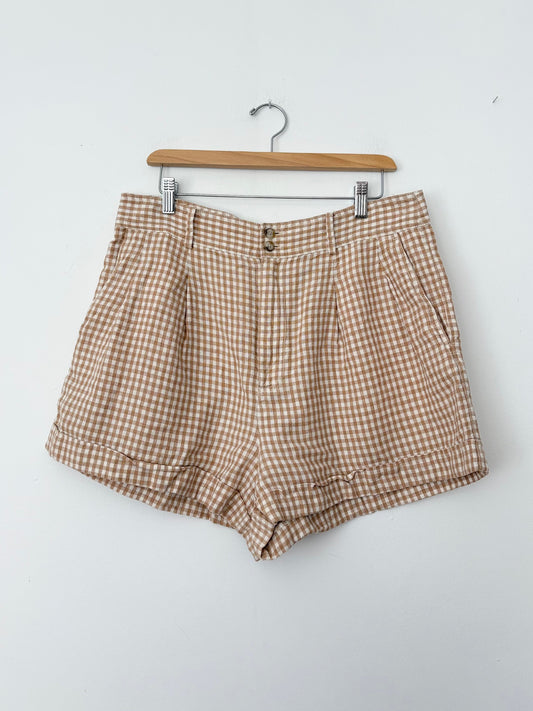 Madewell Linen pleated shorts in gingham W32