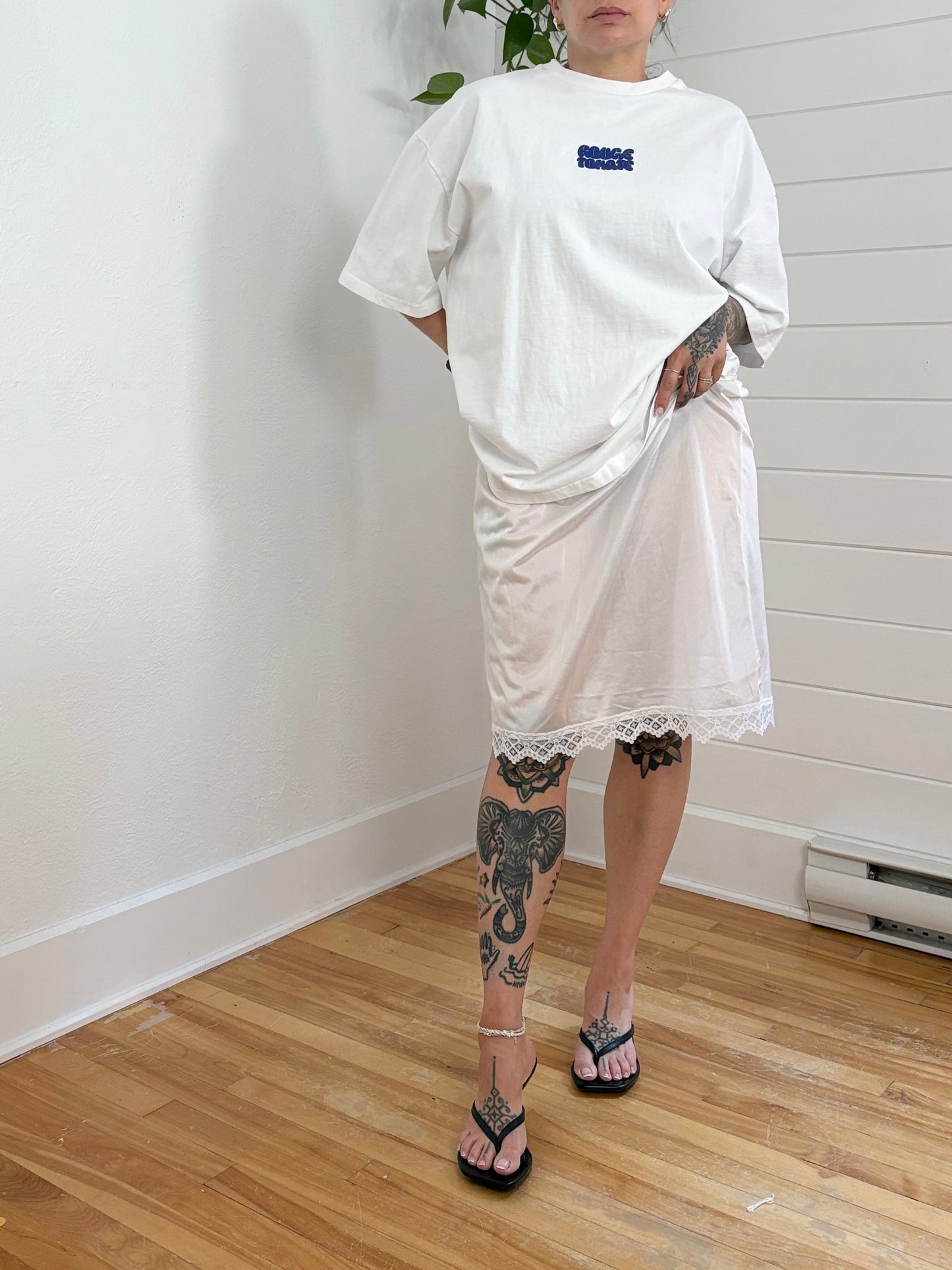 Jupon vintage semi-transparent longueur midi XL/XXL