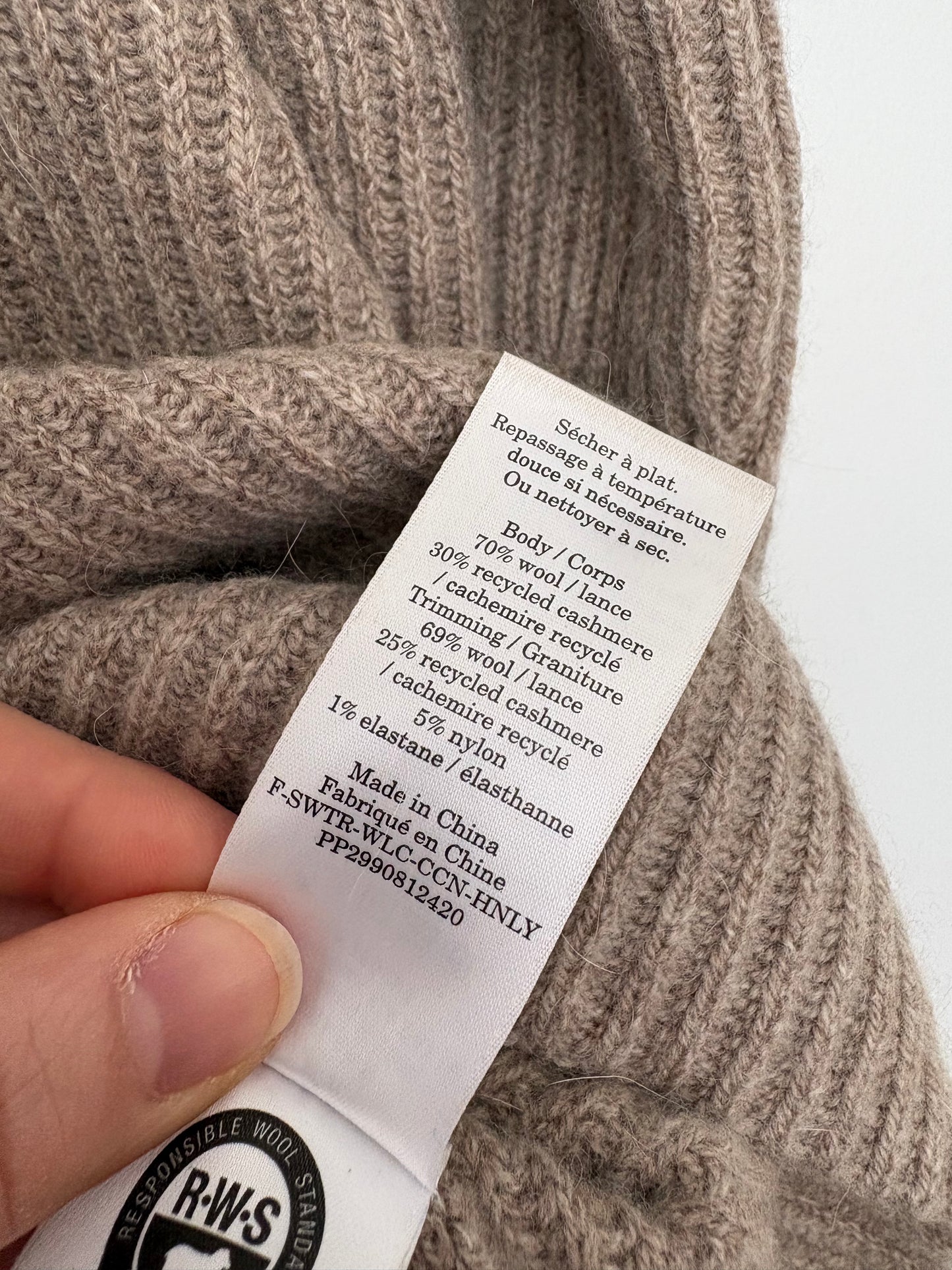 Everlane the cocoon henley in wool cashmere L/XL