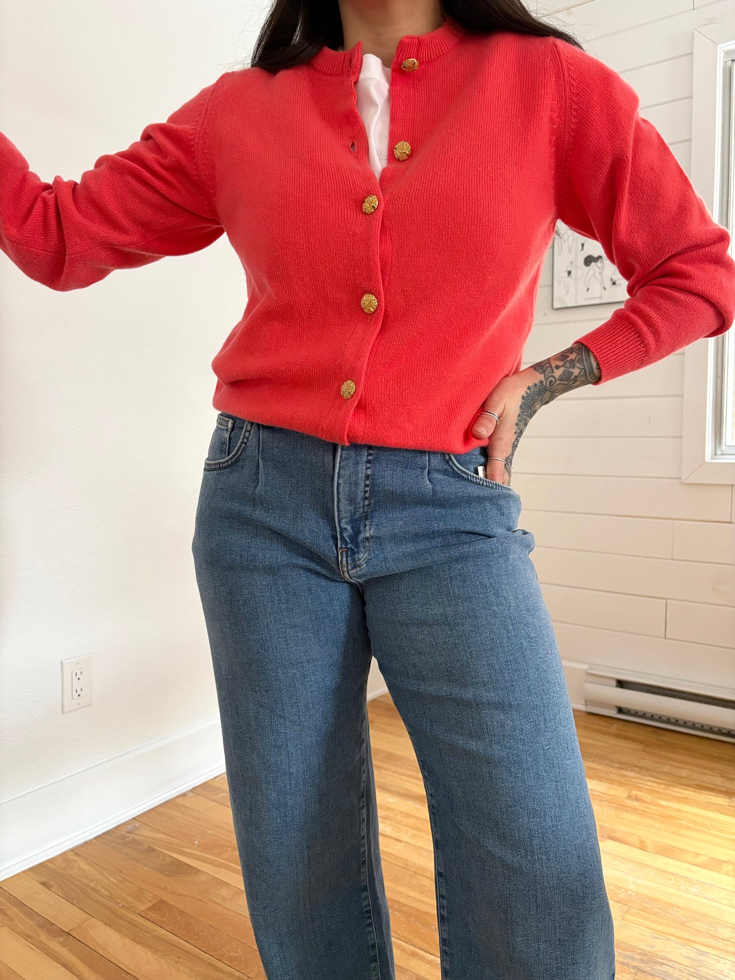 Cardigan vintage en cachemire, taille S/M