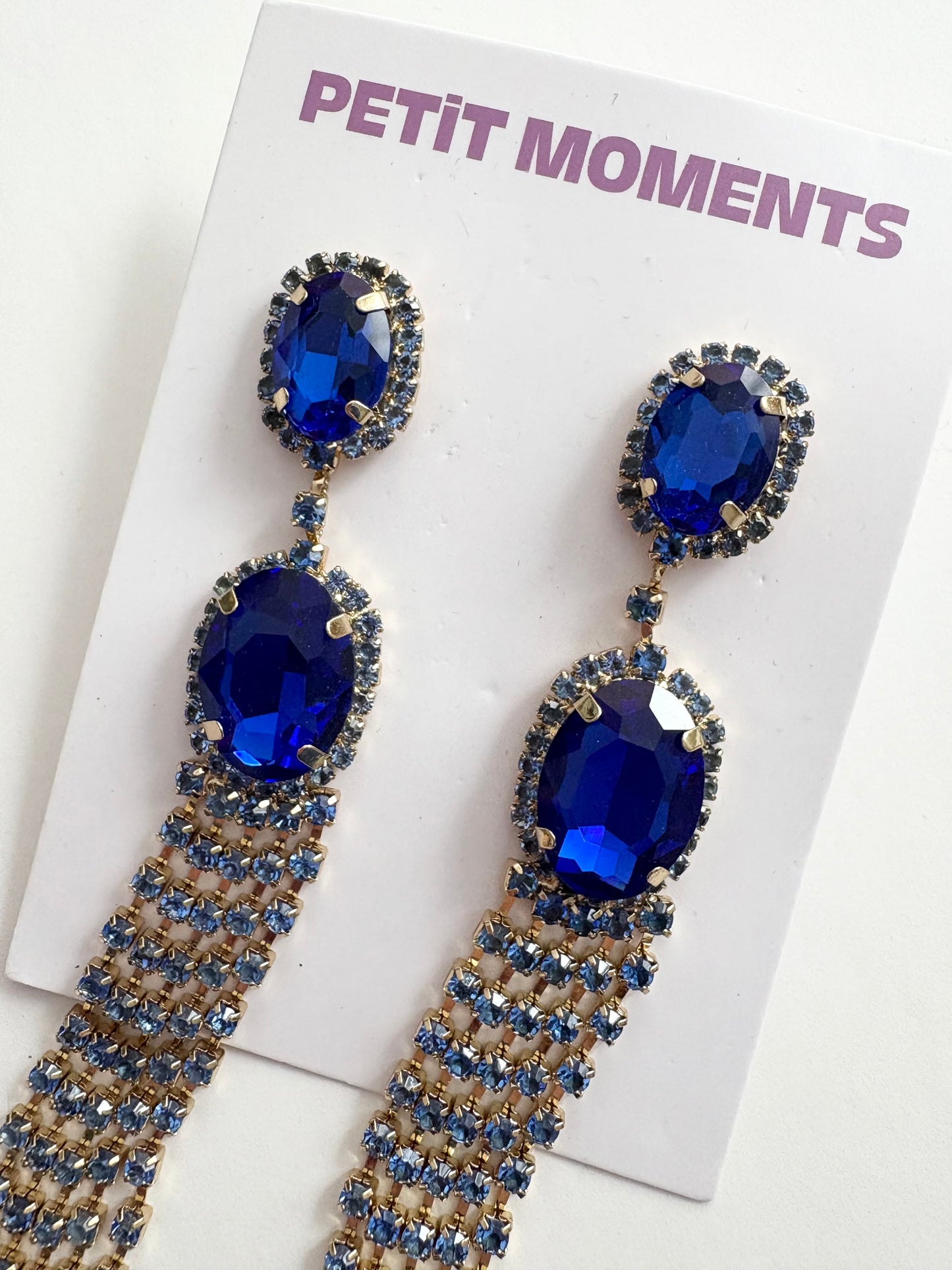 Boucles d'oreilles pendantes Petits Moments Wolf bleu saphir