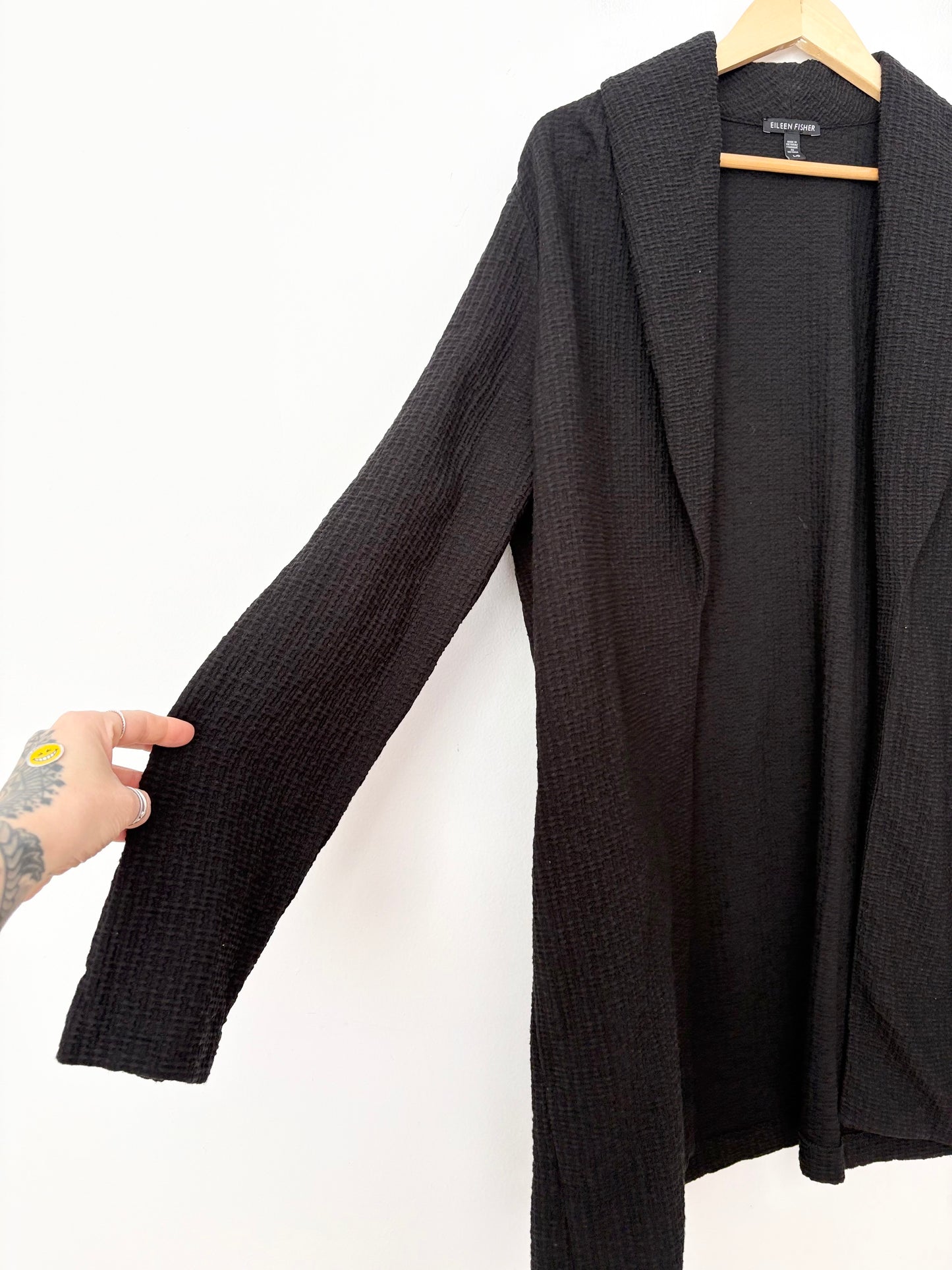 Gilet ouvert en maille gaufrée Eileen Fisher, taille L