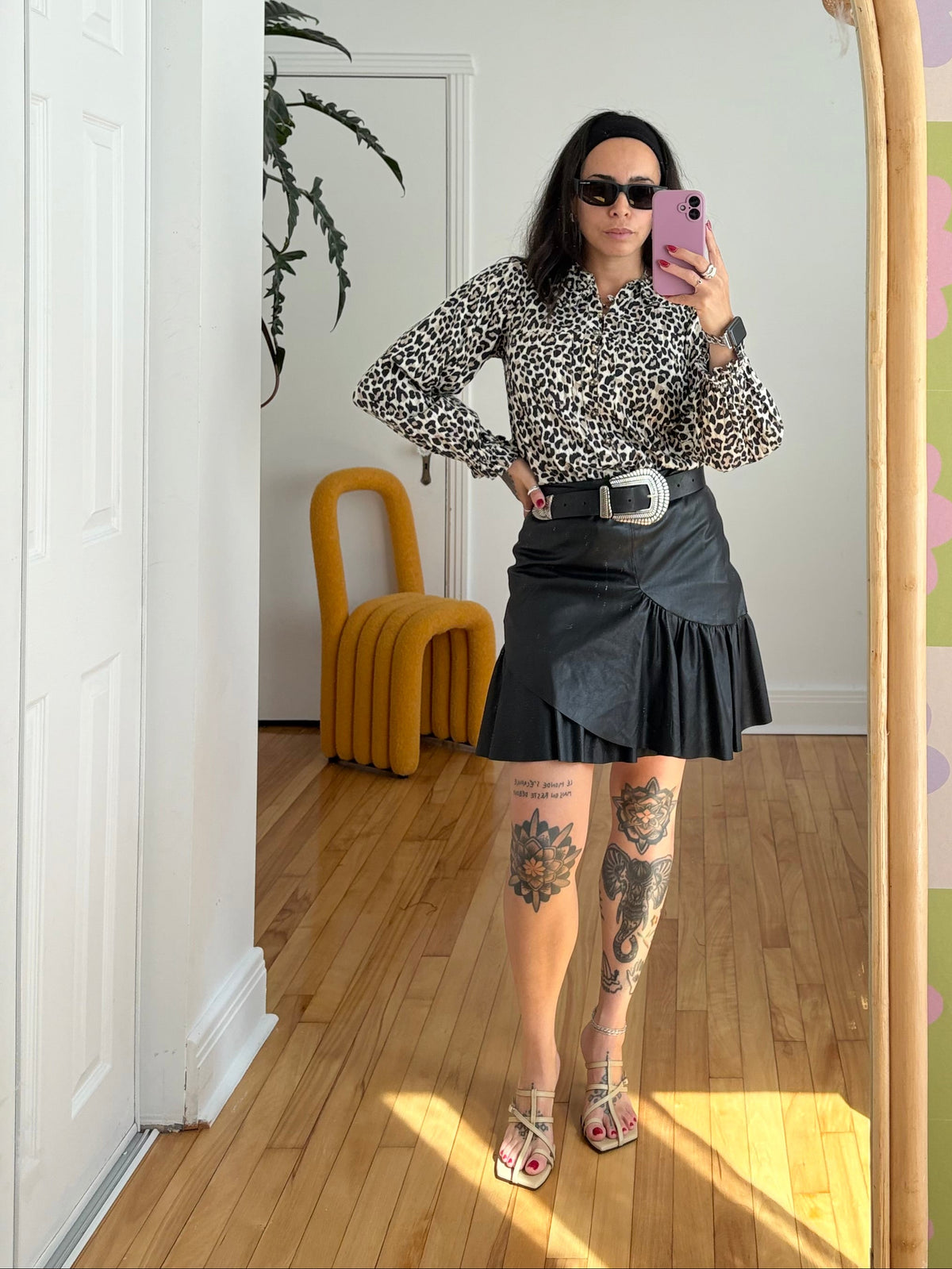 Pilcro keira long sleeve leopard print blouse Small