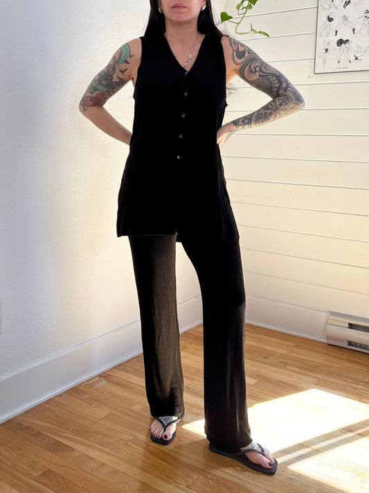 Vintage black ribbed 2 piece set S/M