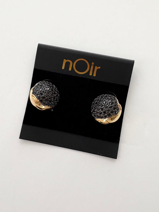 Noir NYC helmet CZ gold plated earrings
