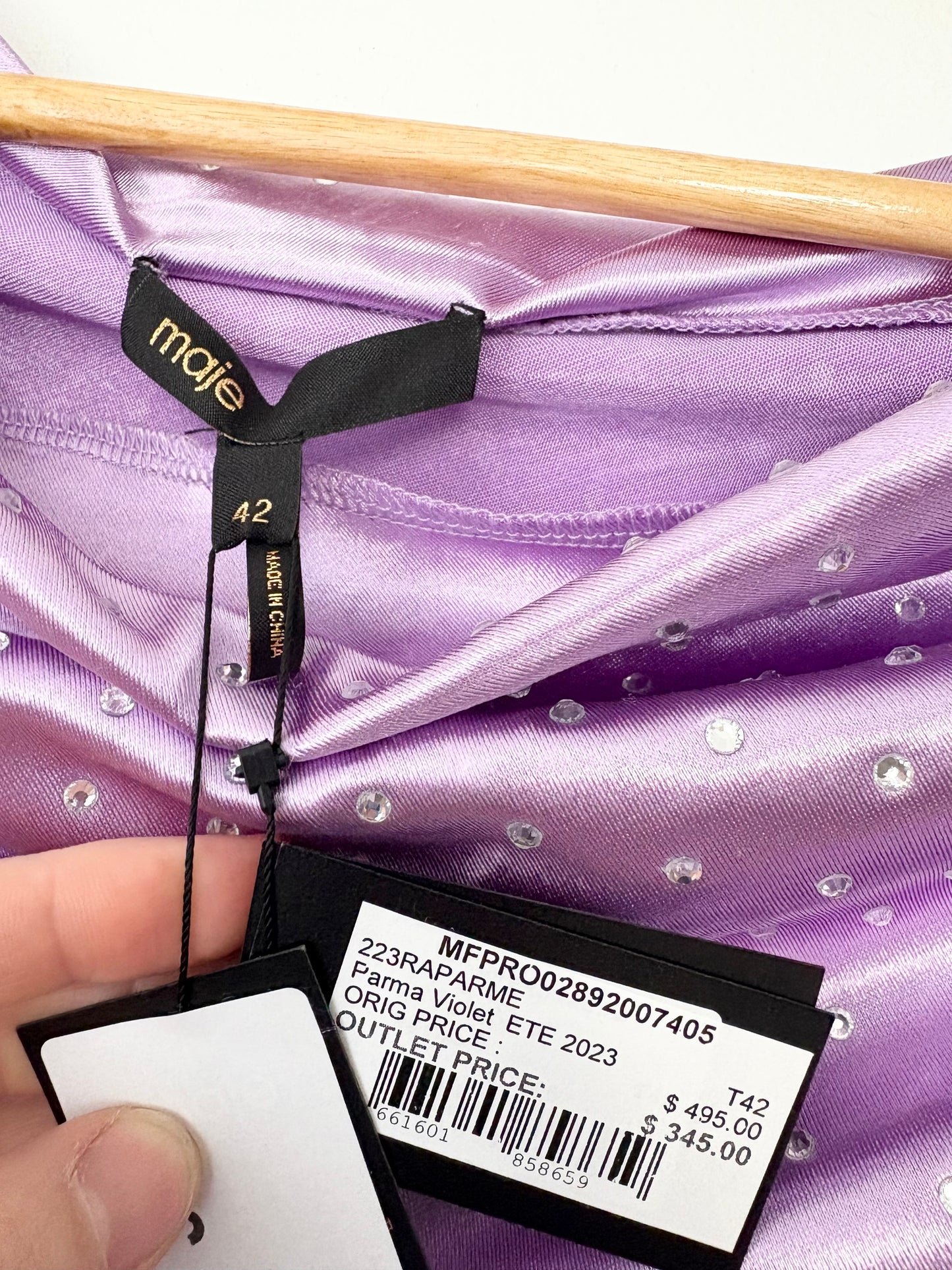 Maje Raparme embellished one shoulder dress Large