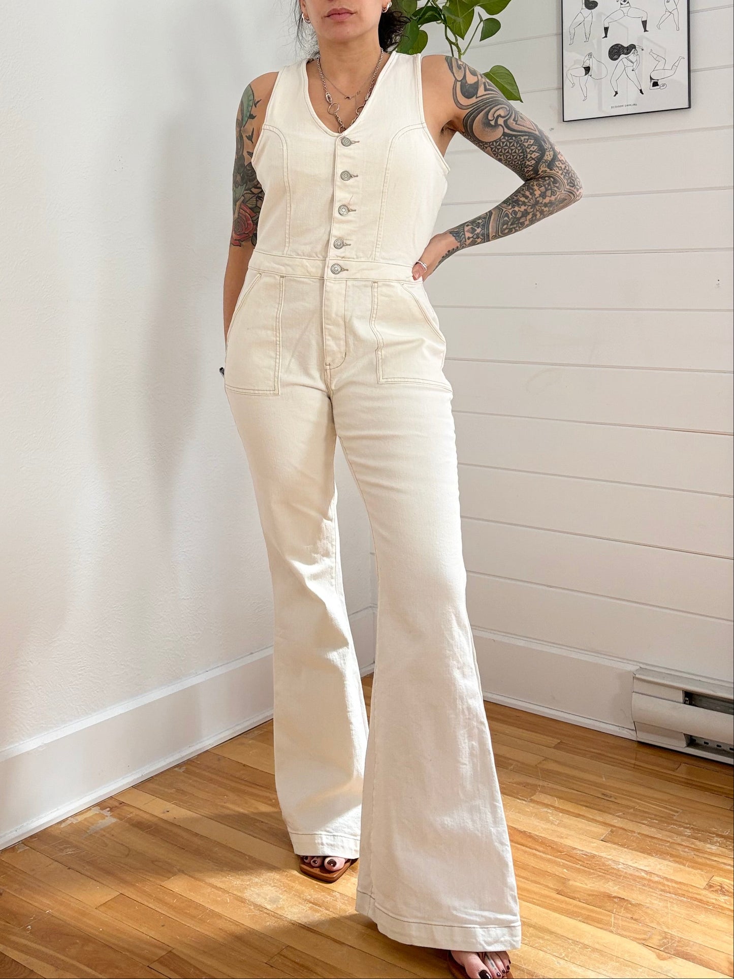 Idyllwind by Miranda Lambert denim flare jumpsuit Large