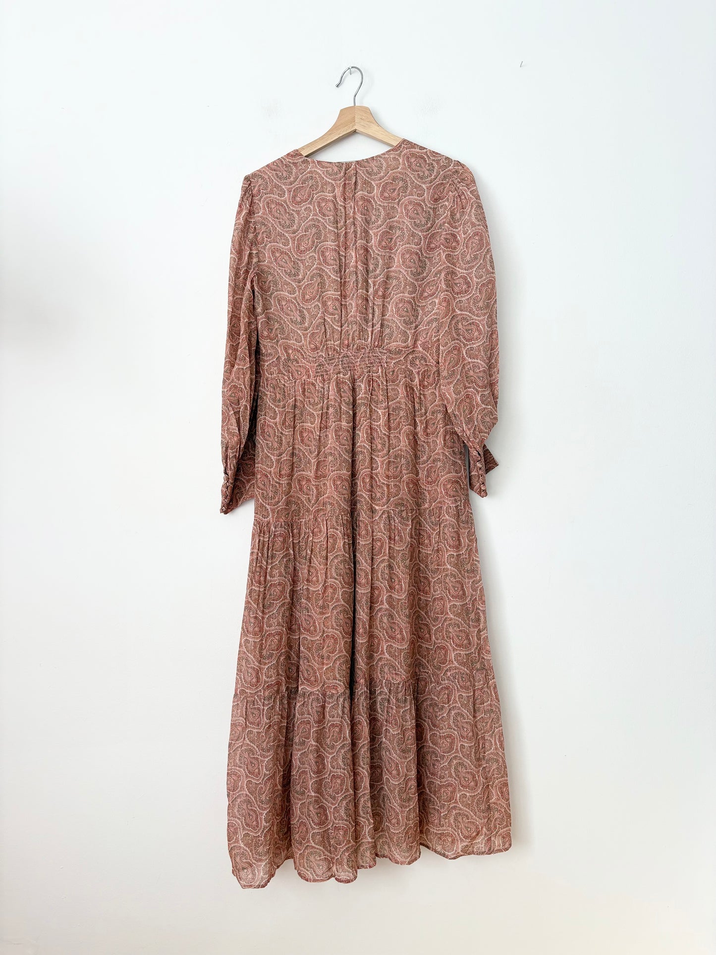 Robe longue en soie mélangée à imprimé paisley The Kooples M/L