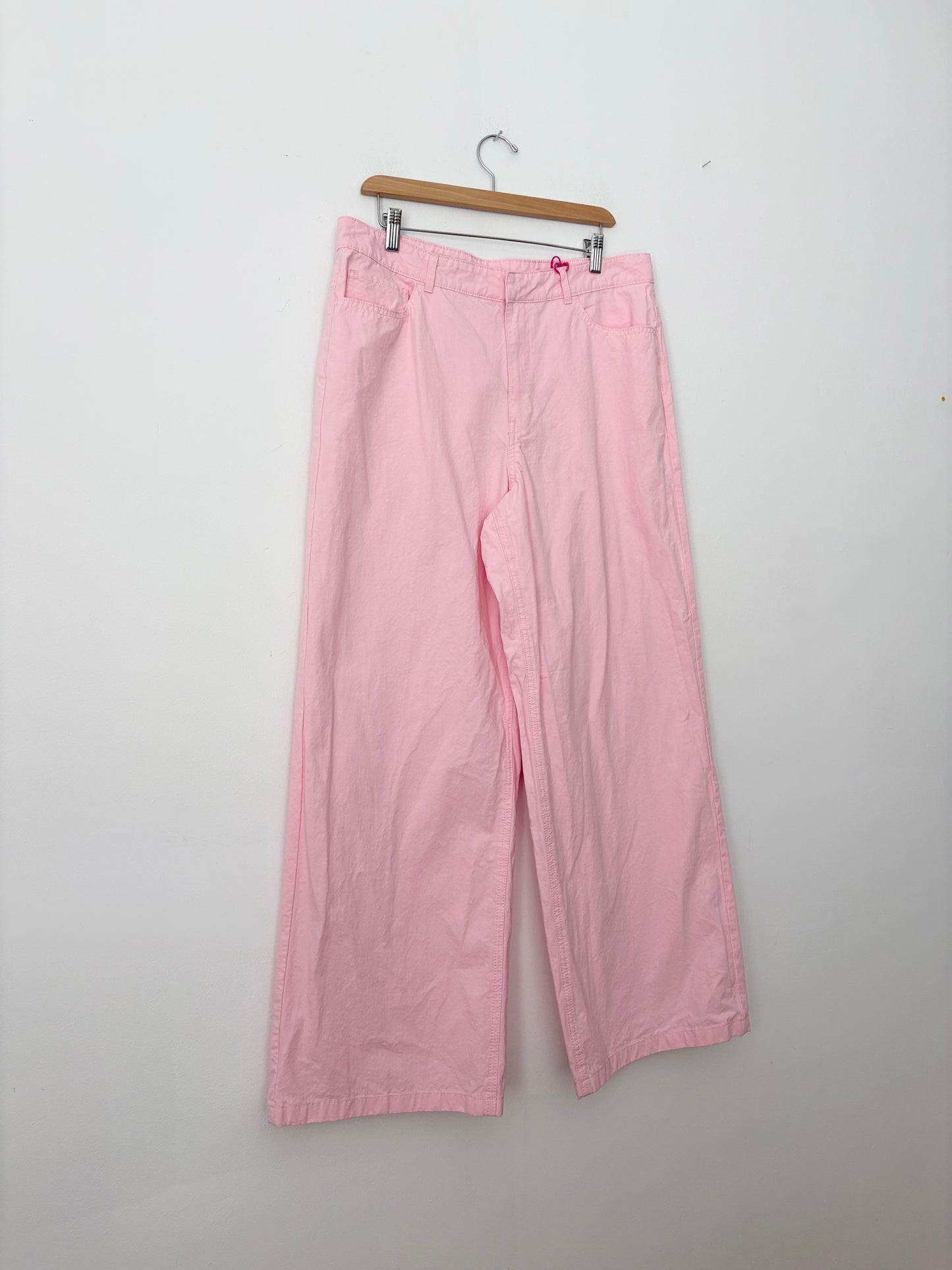 Zara pink cotton poplin wide leg trousers W32/33