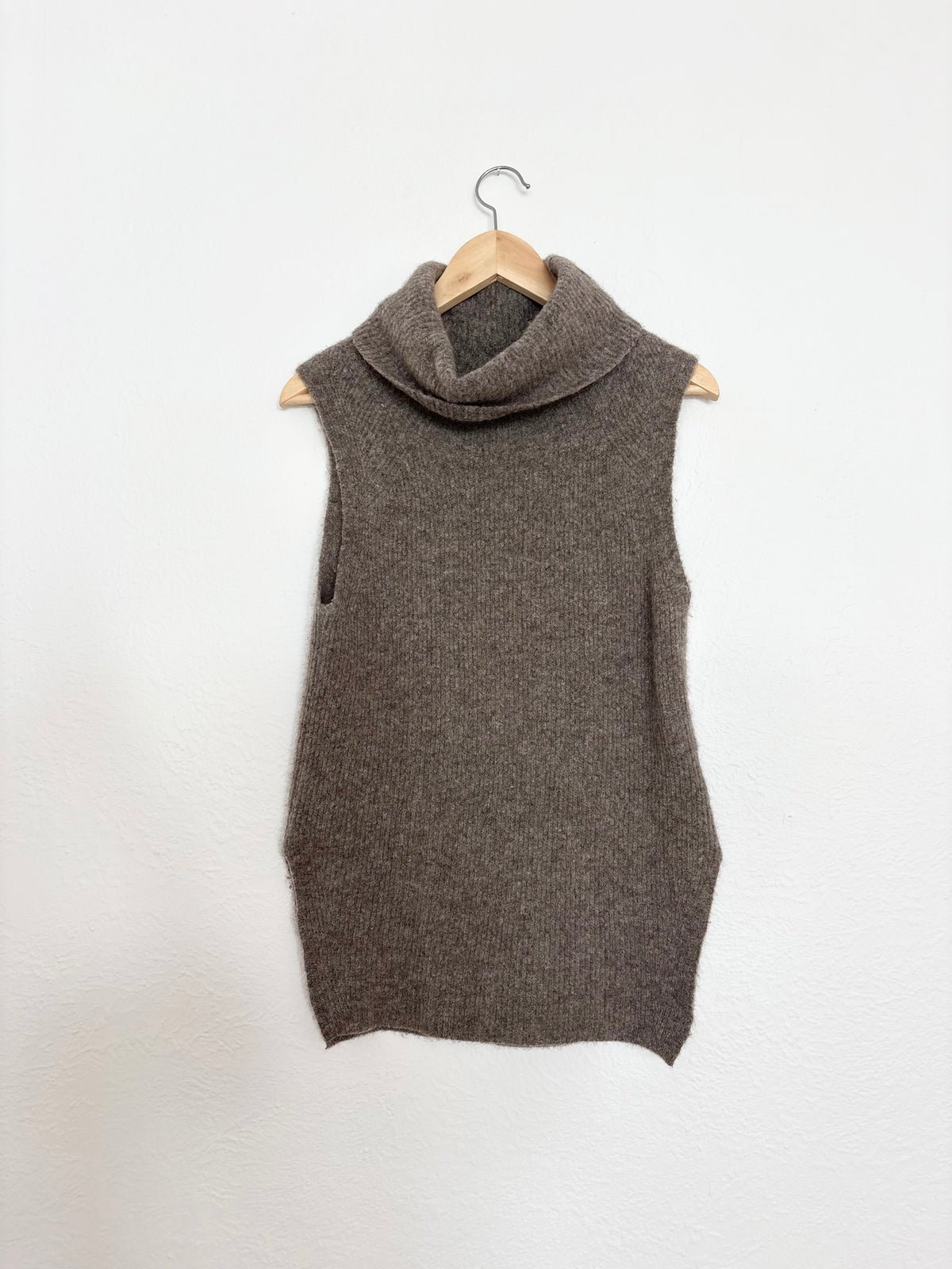 Pull à col roulé sans manches en laine mélangée Community, taille S