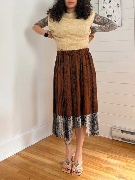 No.21  pleated silk python skirt Medium