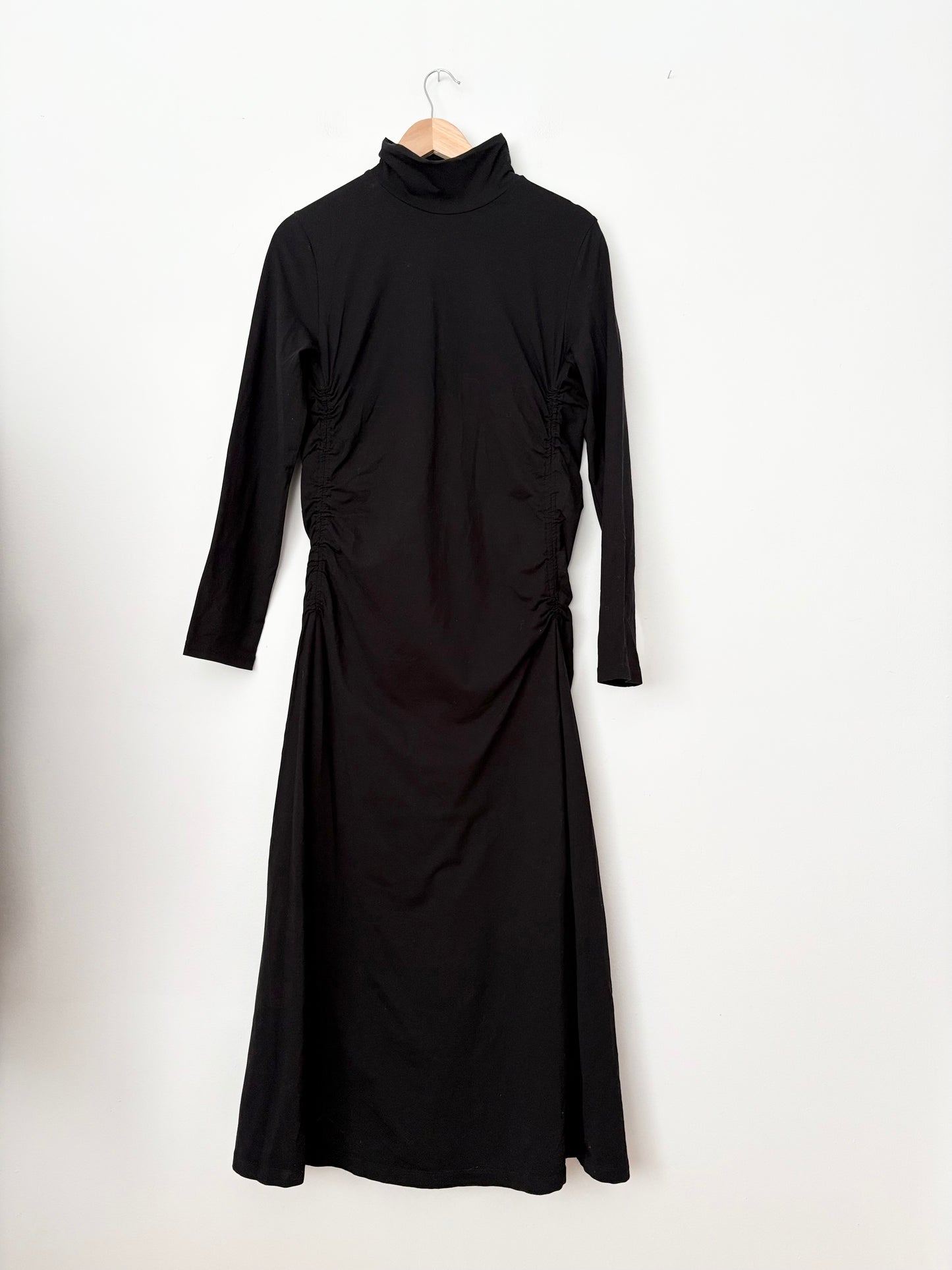 Robe midi froncée à col montant COS, taille L