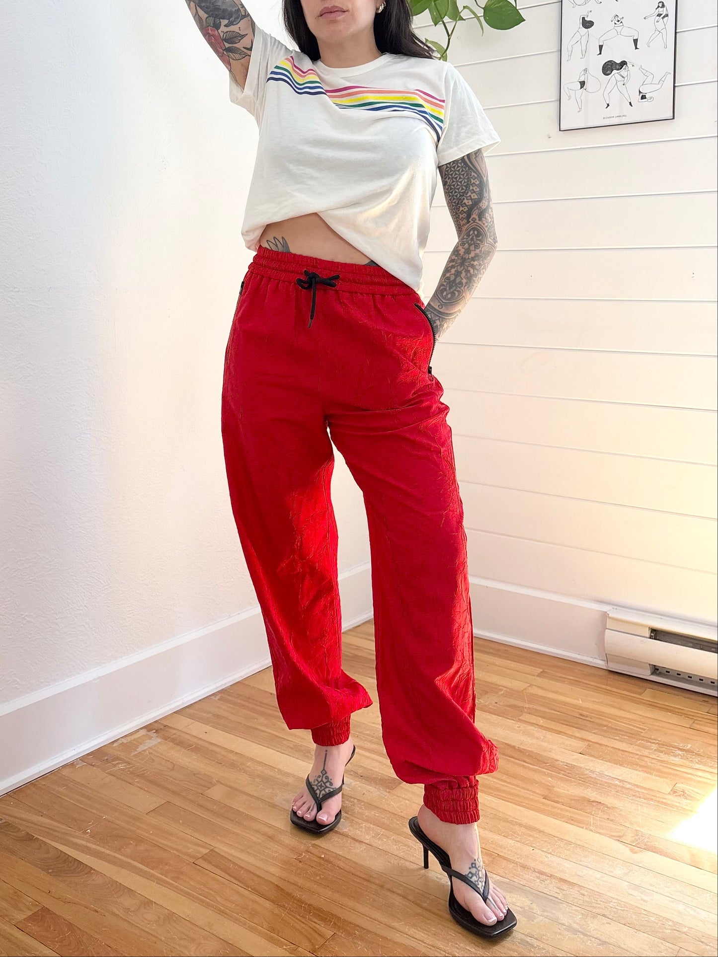 MSGM silk blend crinkled joggers Medium