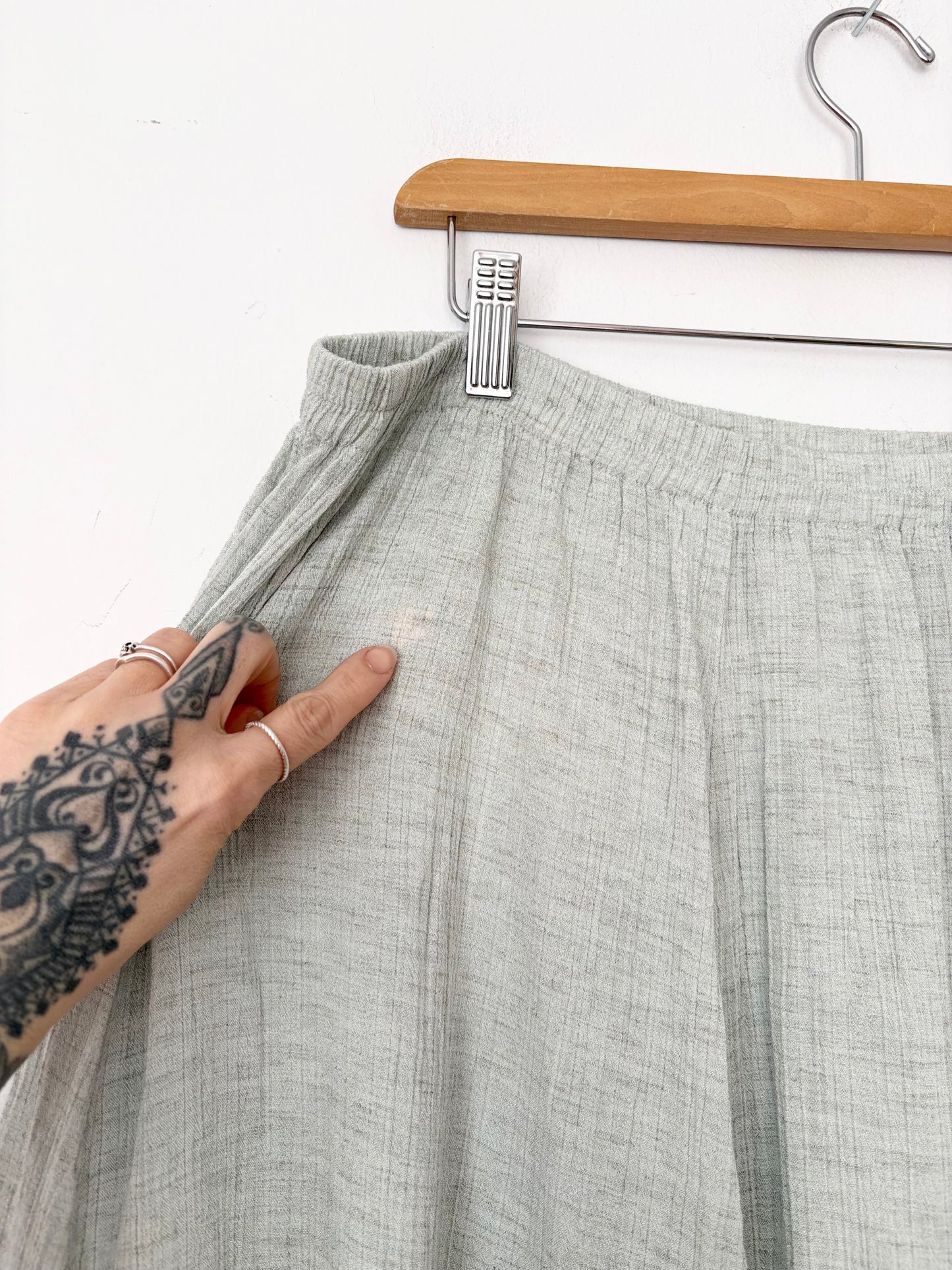 Vintage linen blend midi skirt XL
