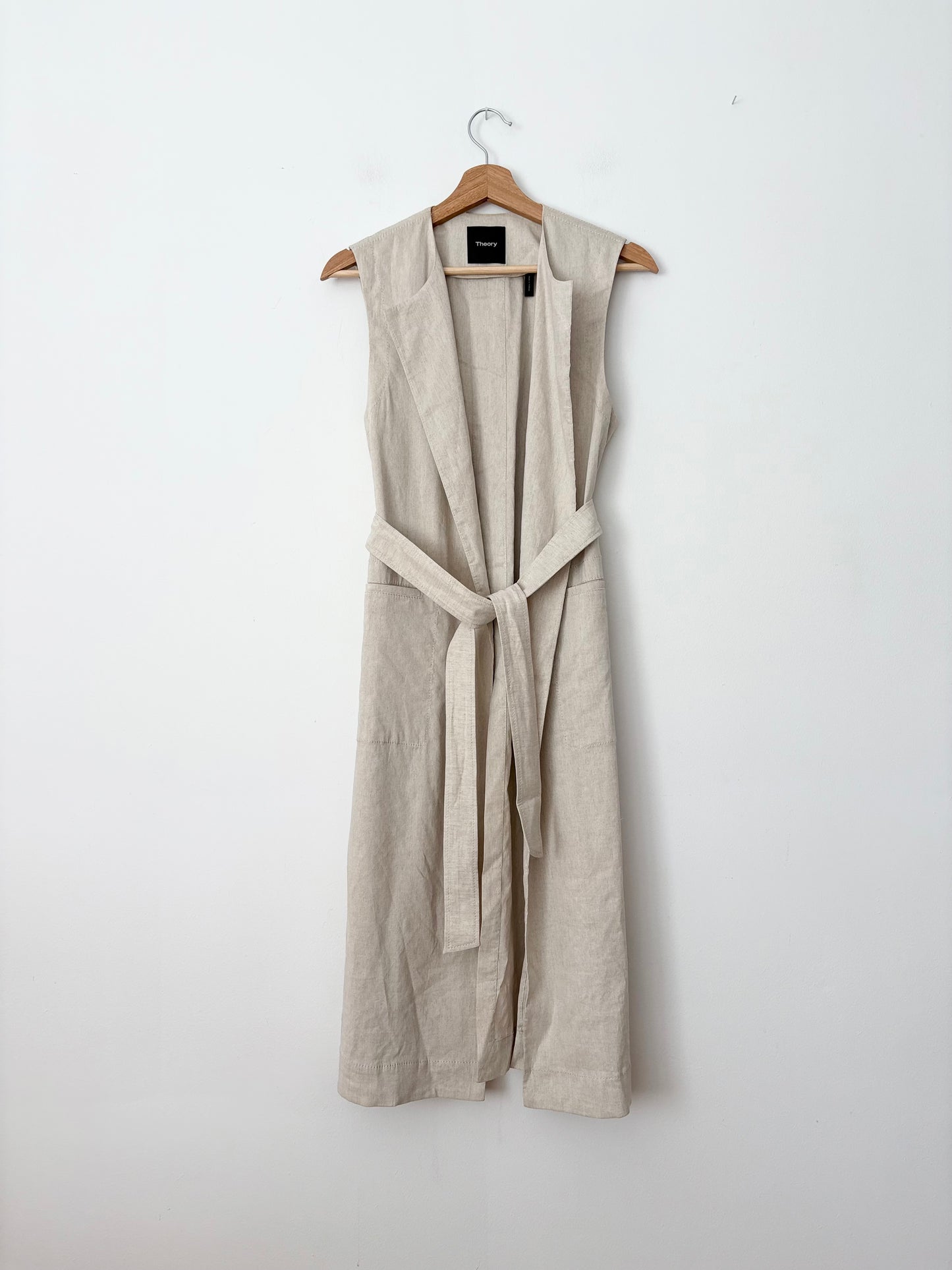 Theory Skea crunch linen sleeveless vest & shorts set S/M