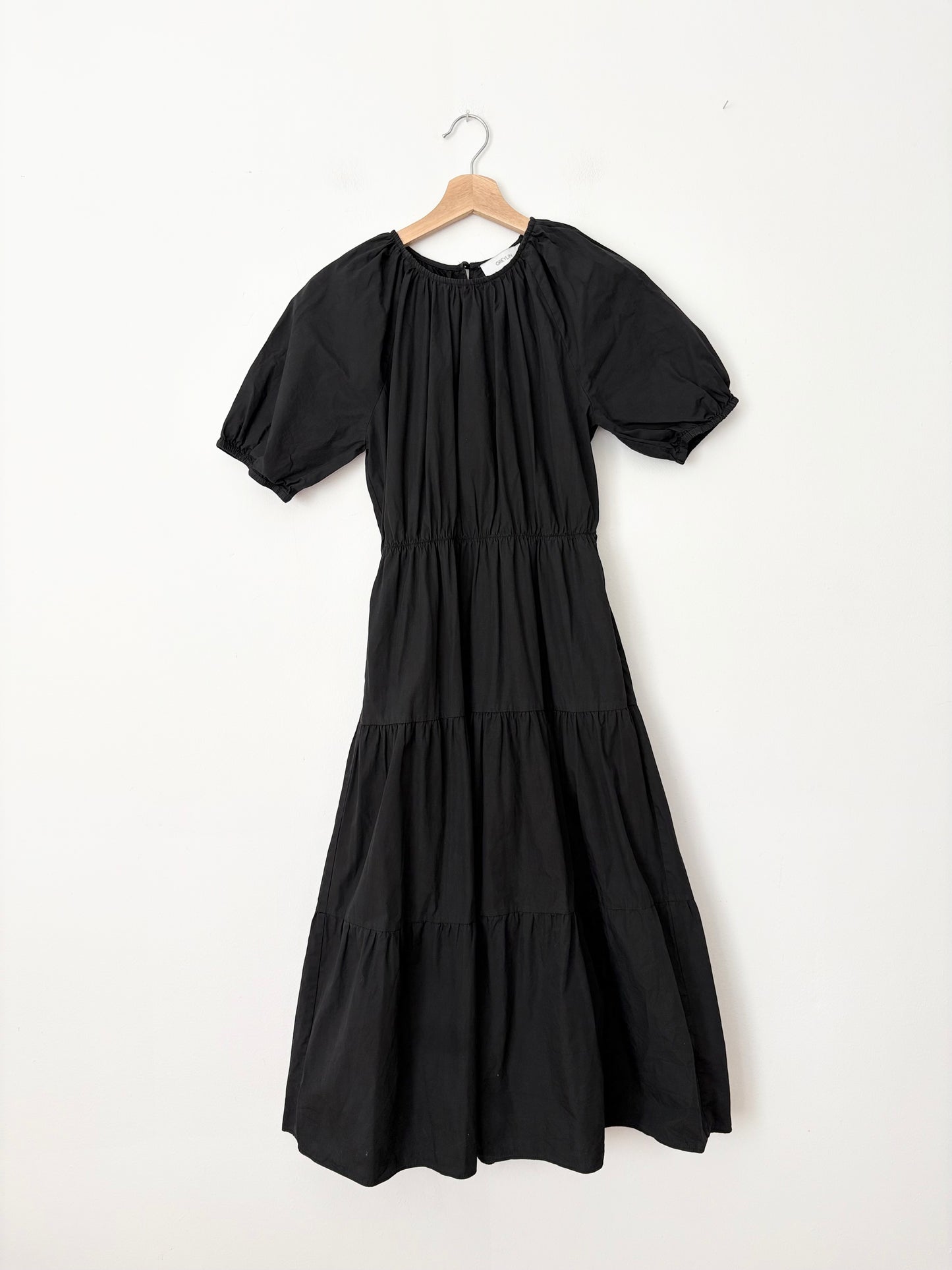 Greylin tiered puff sleeve midi dress XS
