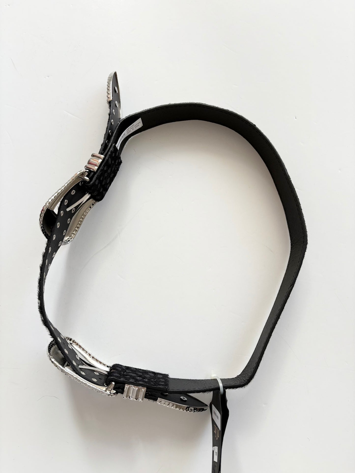 Noir NYC faux leather animal print double buckle belt S-L