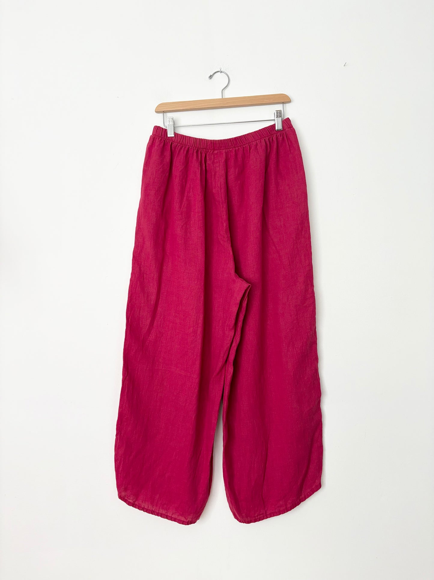FLAX hot pink linen wide leg pants M/L