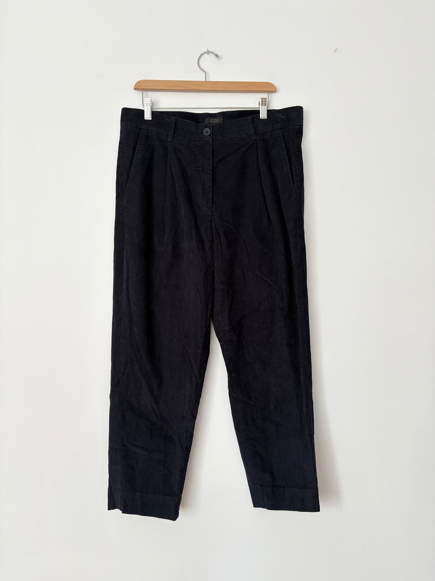COS navy straight leg corduroy trousers W34